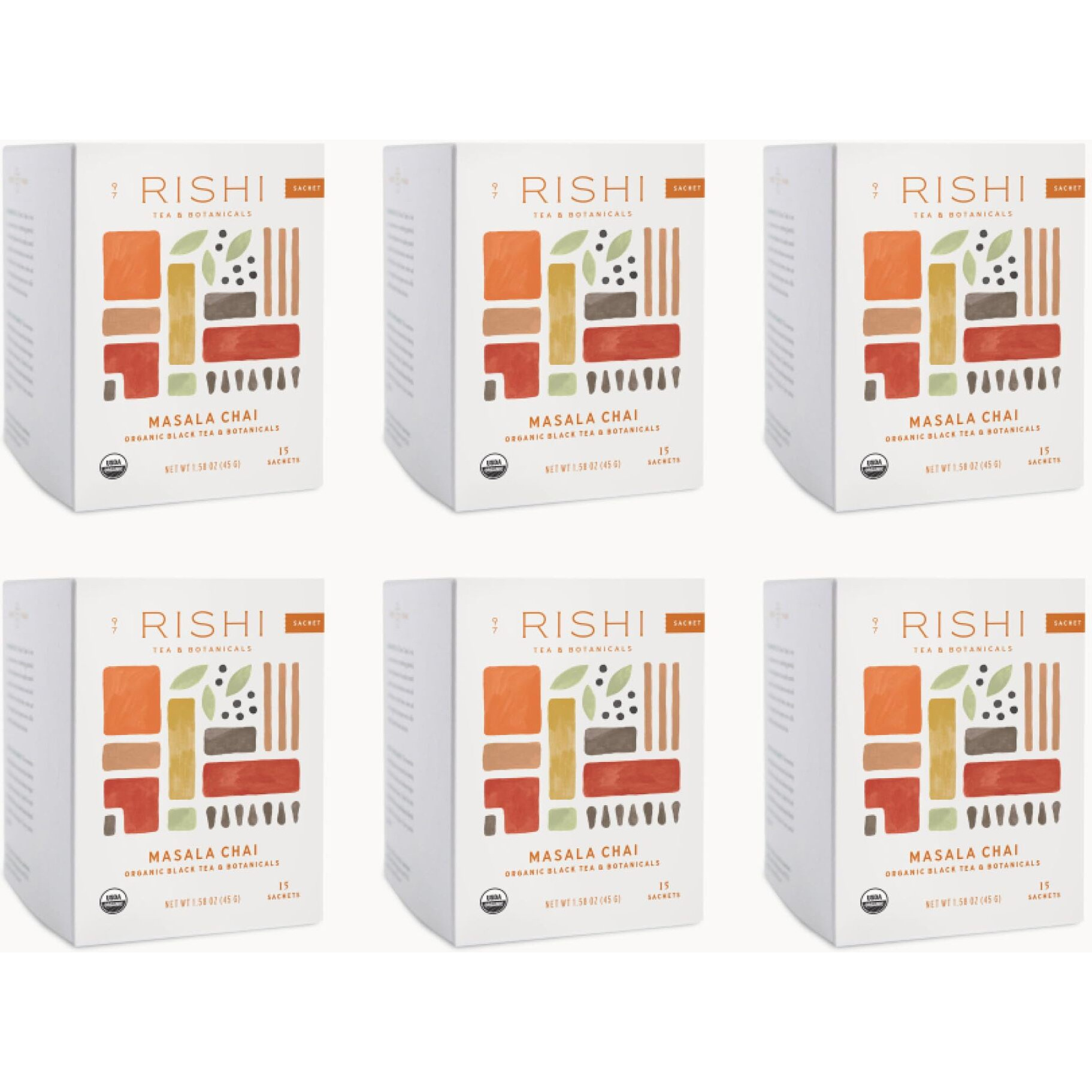 Rishi Tea Herbal Tea, Masala Chai, 15 Count (Pack Of 6)