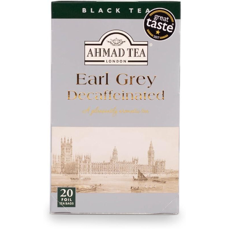 Ahmad Tea Black Tea, Decaffeinated Earl Grey Teabags, 20 Ct (Pack Of 6) - Caffeinated & Sugar-Free