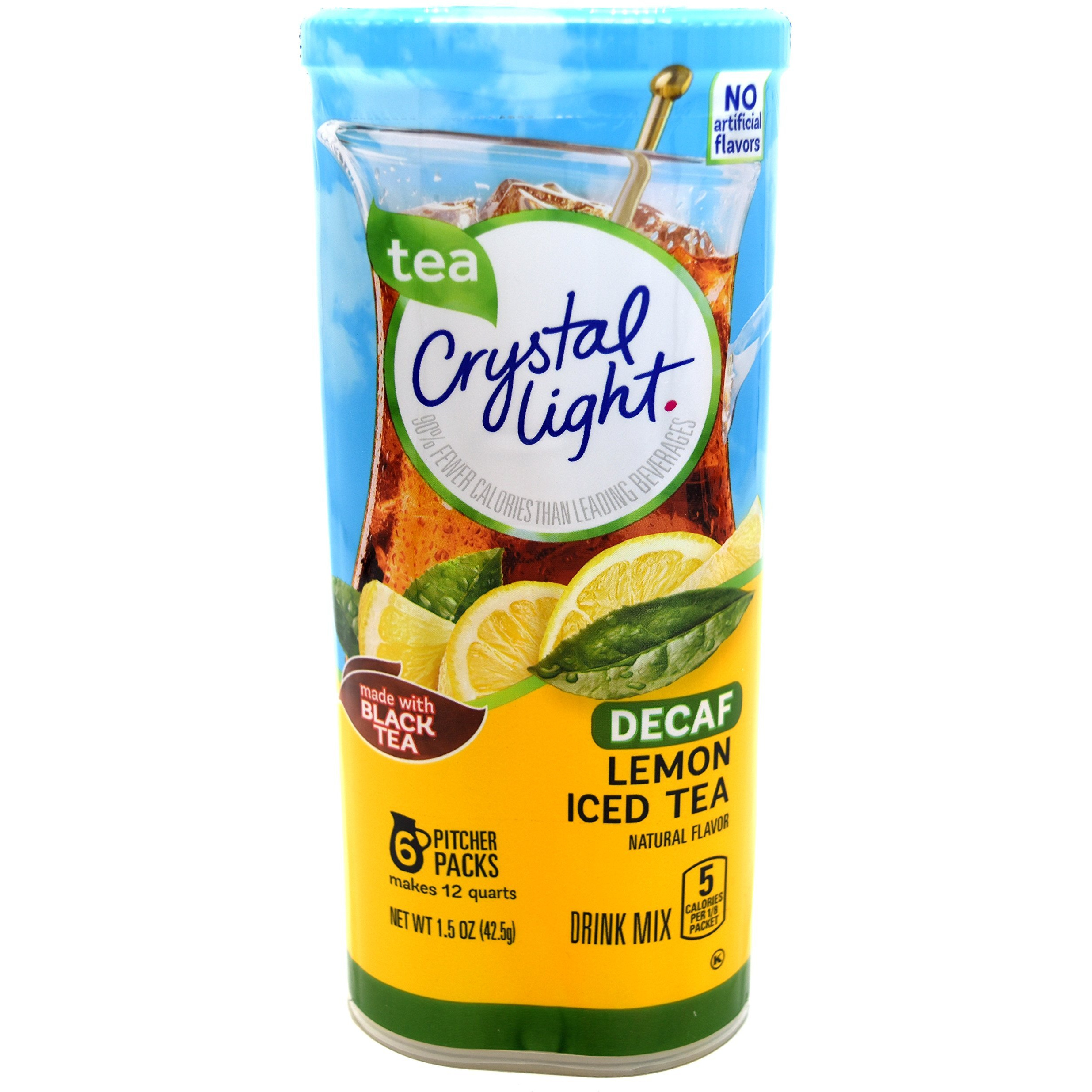 Crystal Light Iced Tea Decaffeinated Lemon Natural Flavor, 12-Quart 1.5-Ounce Canister (Pack Of 3)