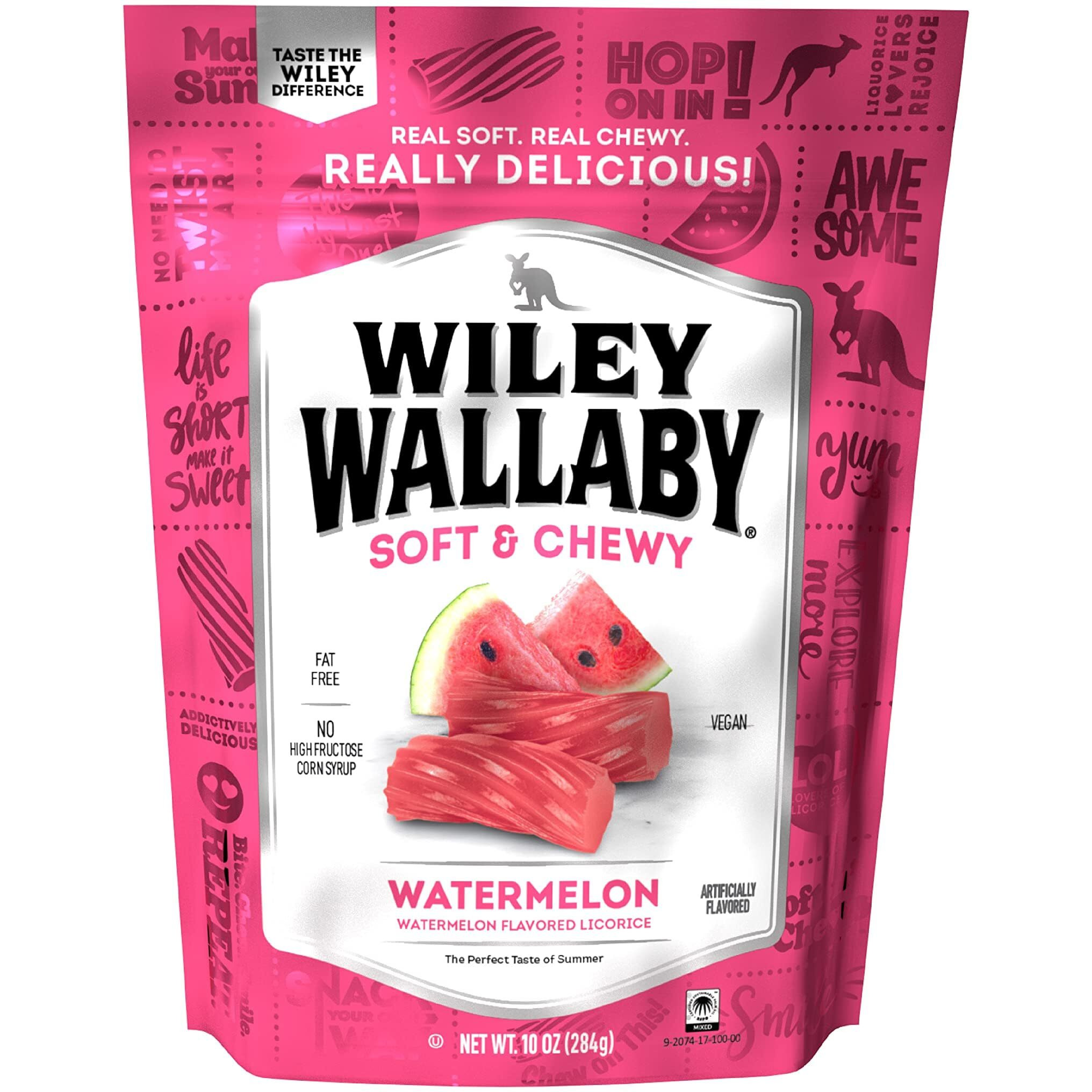 Wiley Wallaby Licorice 10 Ounce Classic Gourmet Soft & Chewy Australian Watermelon Licorice Candy Twists, 1 Pack