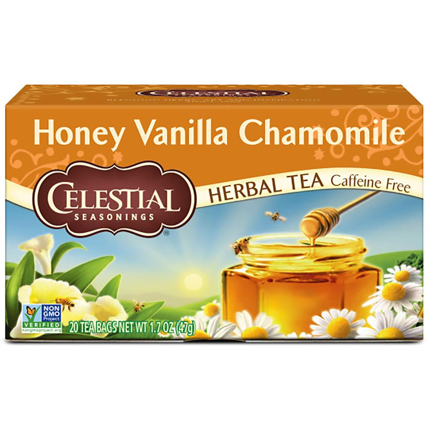 Celestial Seasonings Herbal Tea, Honey Vanilla Chamomile, Caffeine Free, 20 Tea Bags (Pack Of 6)