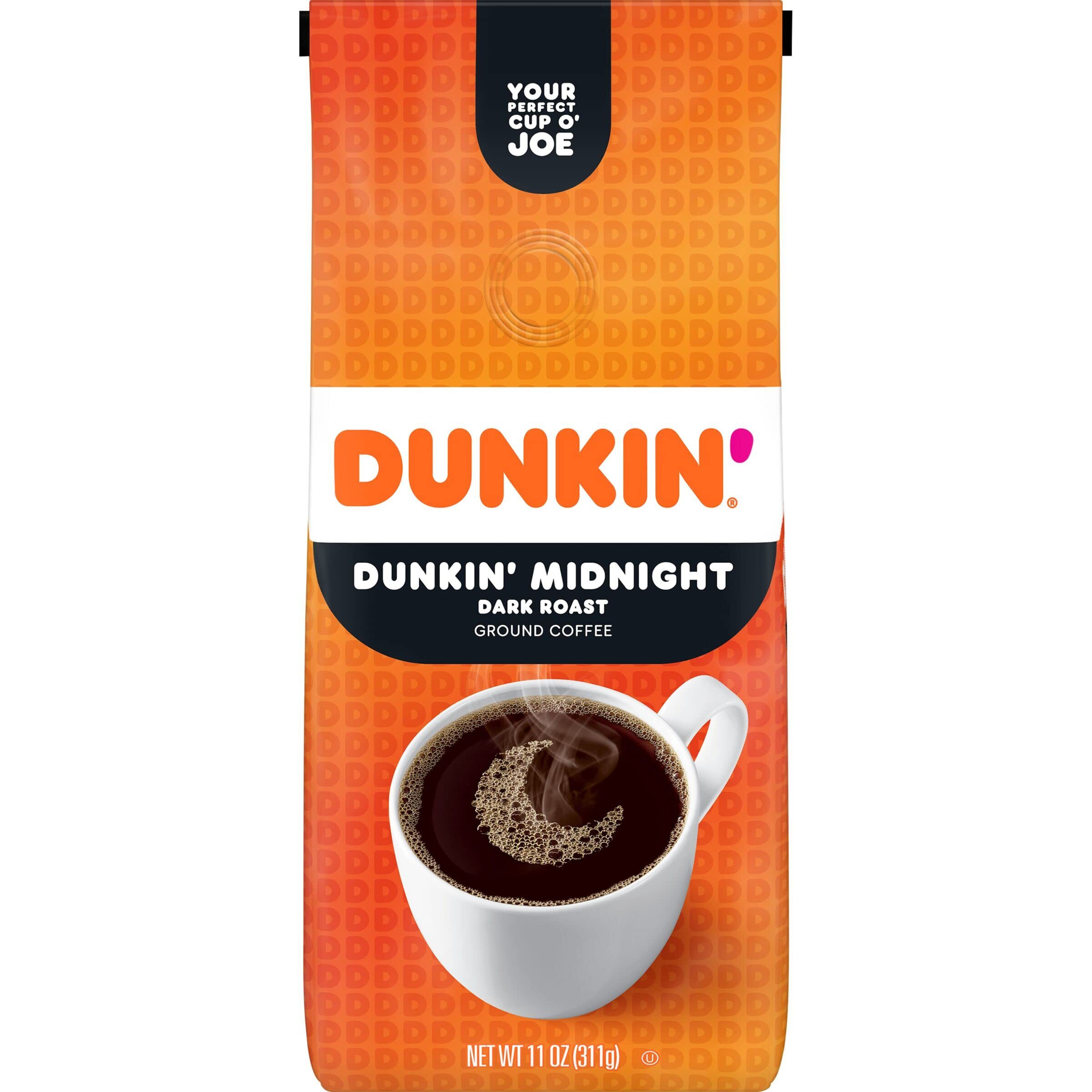 Dunkin Midnight Dark Roast Ground Coffee, 11 Ounce