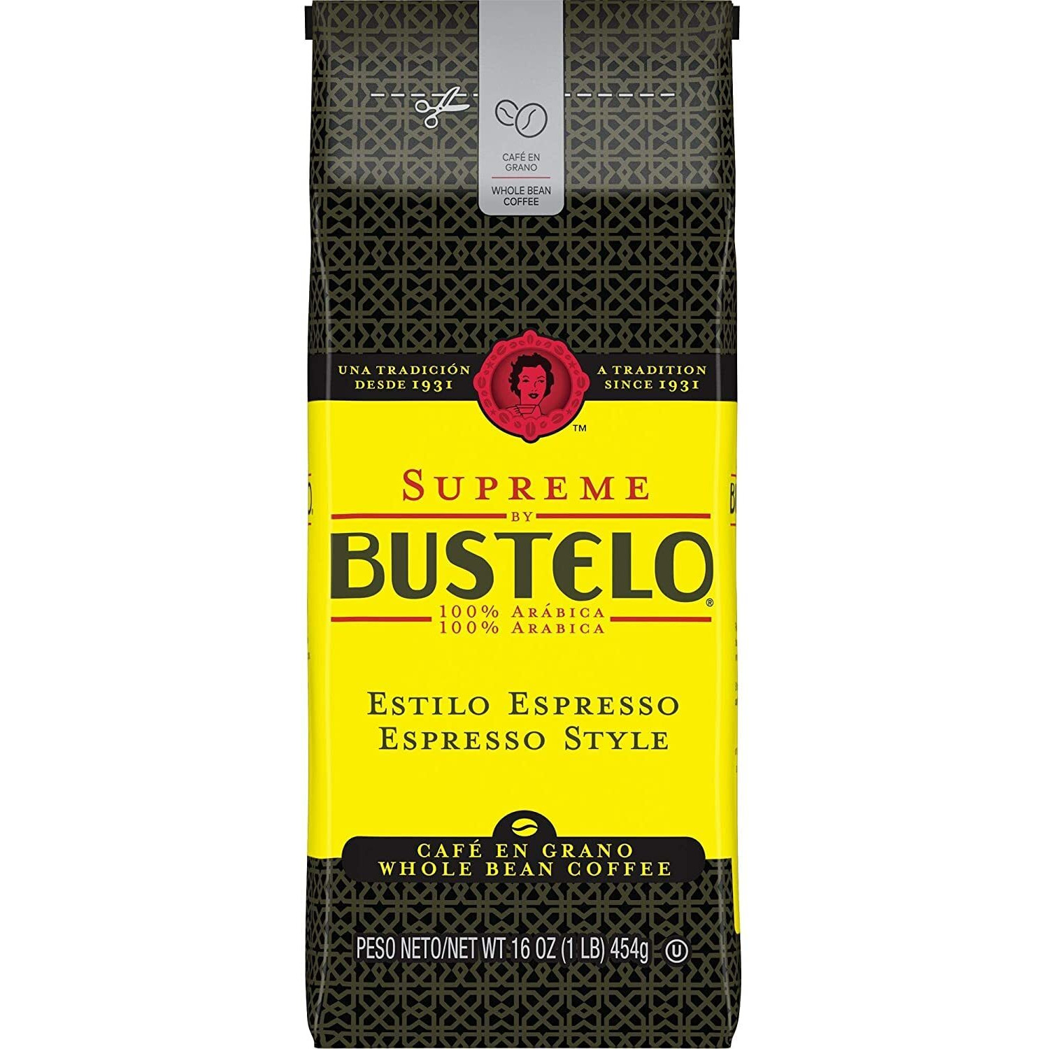 Supreme By Bustelo Whole Bean Espresso Coffee, 16-Ounce Bag (1 Pound)