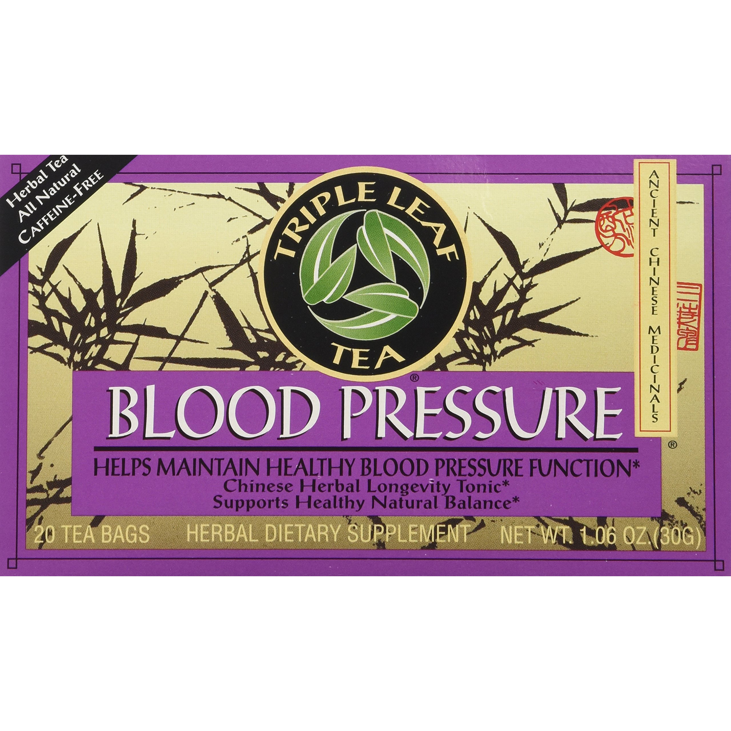 Triple Leaf Tea, Tea Bags, Blood Pressure, 1.06-Ounce Bags, 20-Count Boxes (Pack Of 6)
