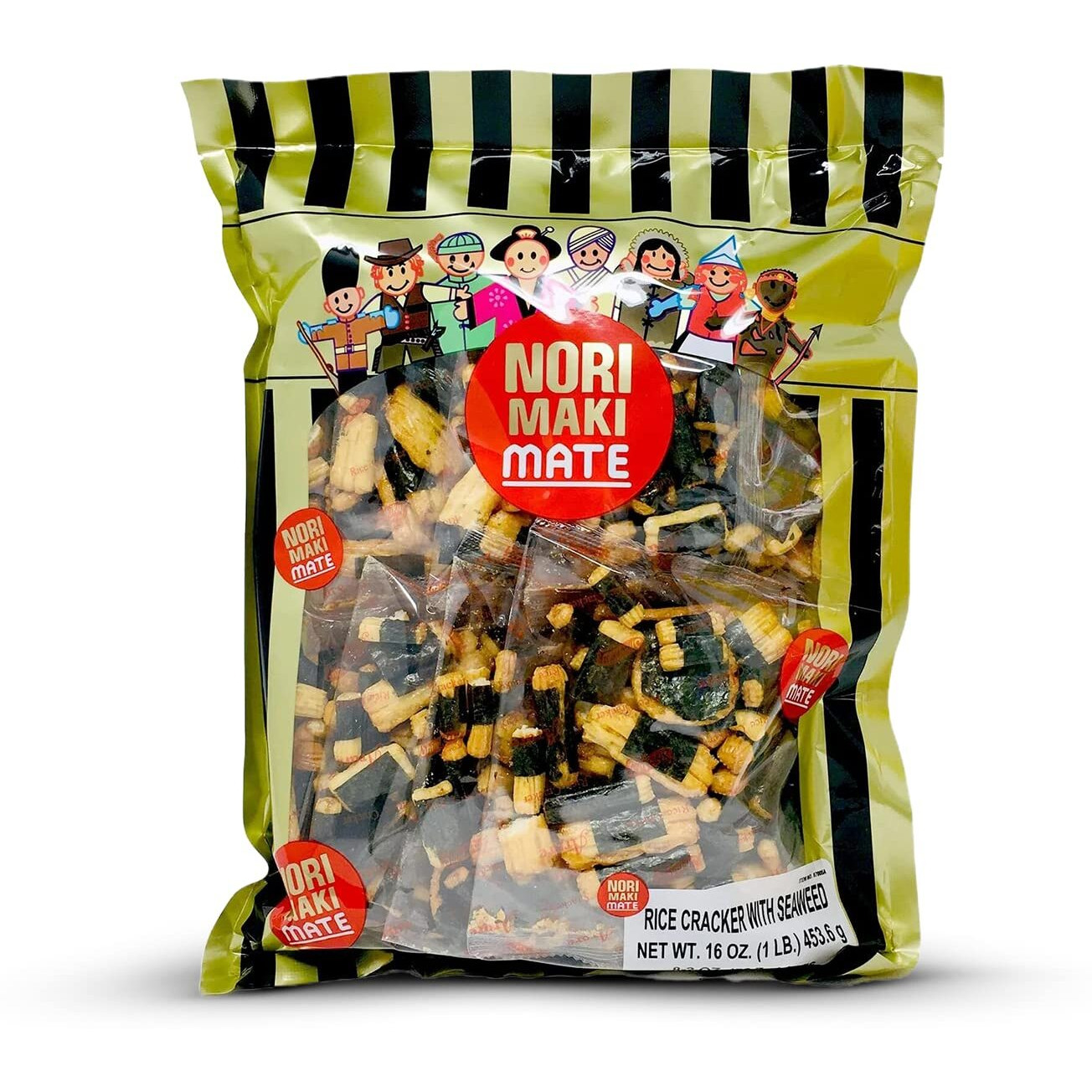 Shirakiku Norimaki Arare Mate - Crispy Japanese Rice Cracker  Glutinous Rice, Soy Sauce And Seaweed  Low Carb Rice Cracker Snacks, Seaweed Flavor 16 Oz - (Pack Of 1)