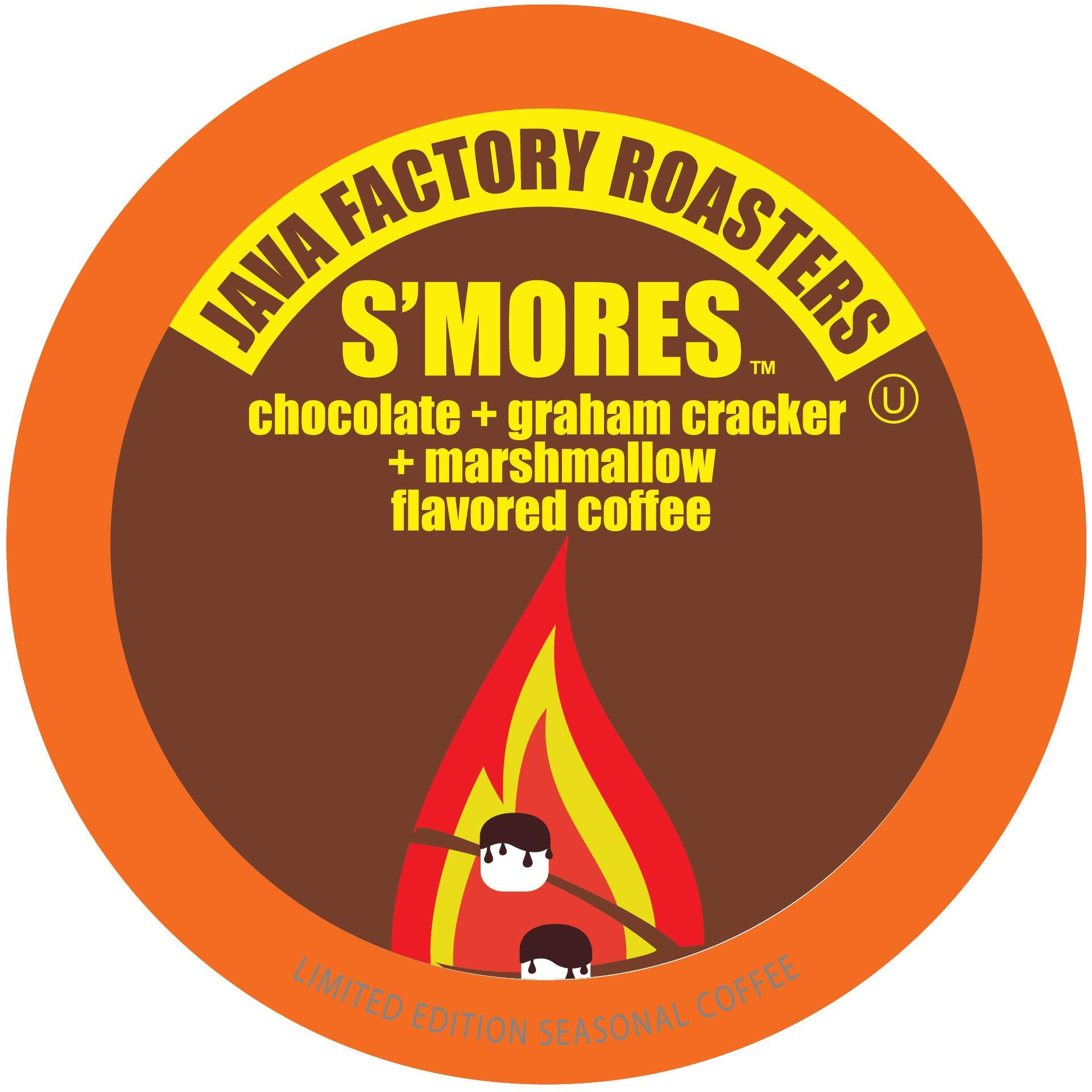 Java Factory Coffee Pods Chocolate, Graham Cracker And Marshmallow Flavored Coffee For Keurig K-Cup Brewers, S'Mores, 40 Count