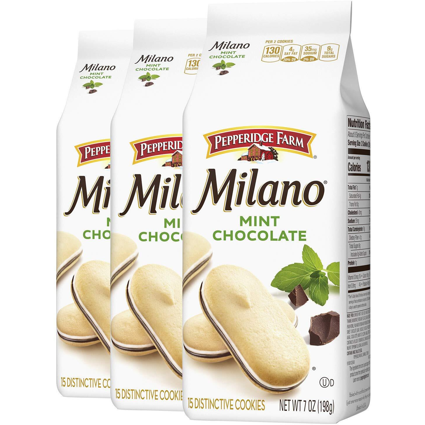 Pepperidge Farm Milano Mint Cookies, 7 Oz Bag, Pack Of 3