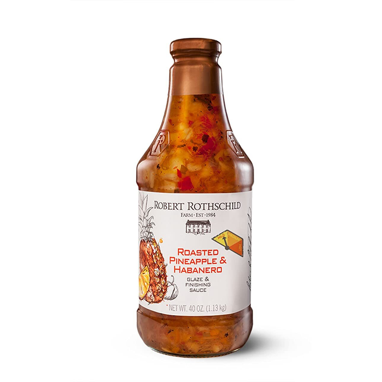 Robert Rothschild Farm Roasted Pineapple & Habanero Sauce (40Oz) - Glaze & Finishing Sauce - Sweet & Spicy Sauce For Chicken, Fish, Pork, Shrimp - All Natural, Gluten Free & Certified Kosher