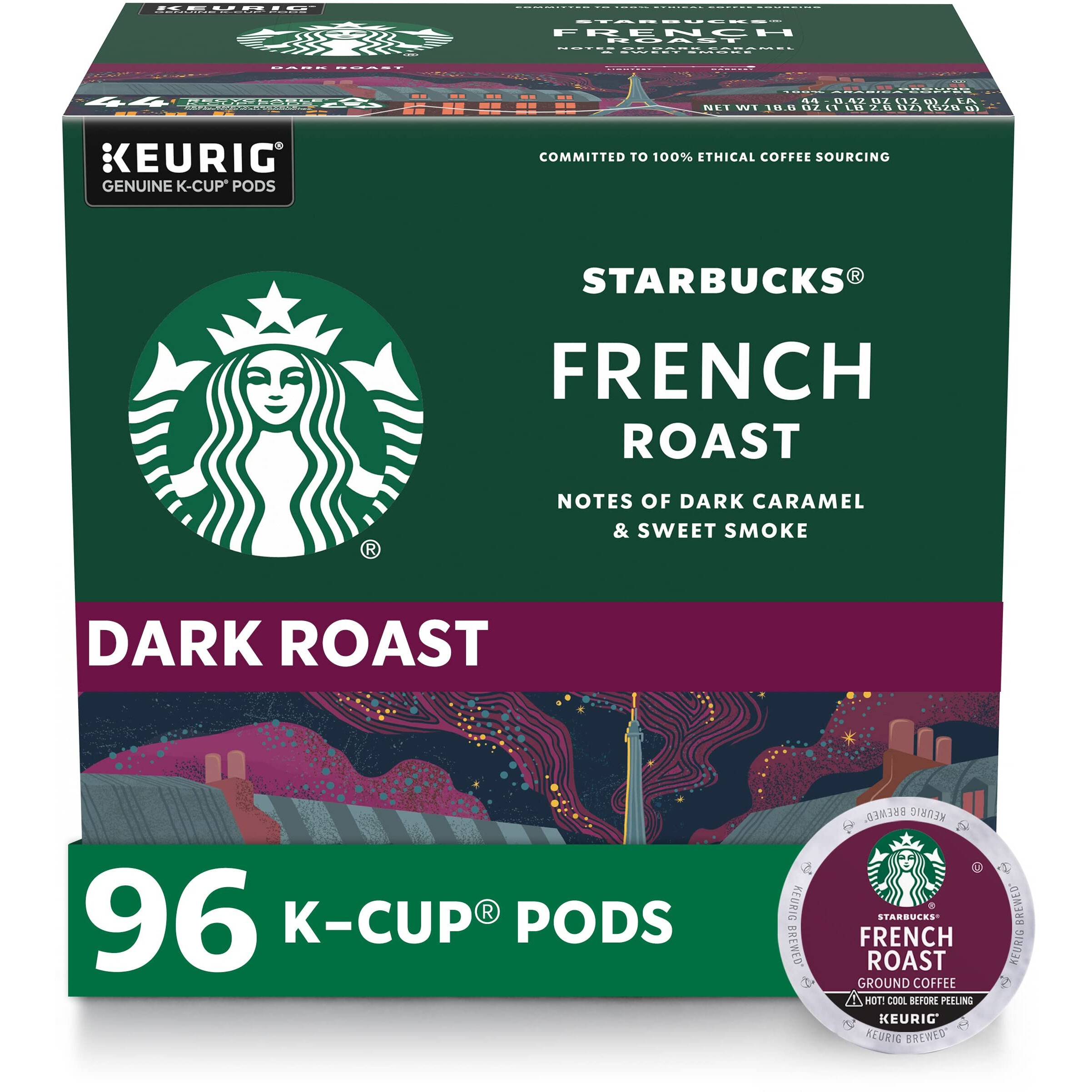 Starbucks K-Cup Coffee Pods-Dark Roast Coffee-French Roast For Keurig Brewers-100% Arabica-4 Boxes (96 Pods Total)