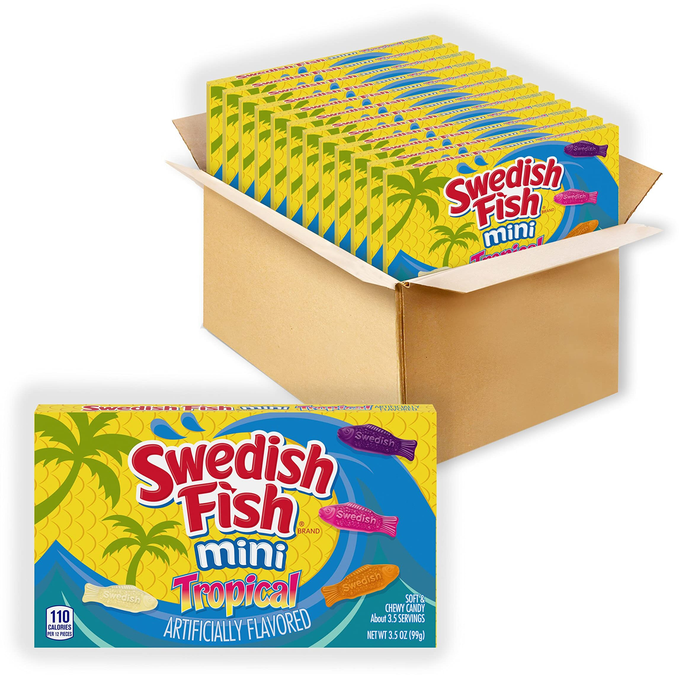Swedish Fish Mini Tropical Soft & Chewy Candy, 3.5 Ounce (Pack Of 12)