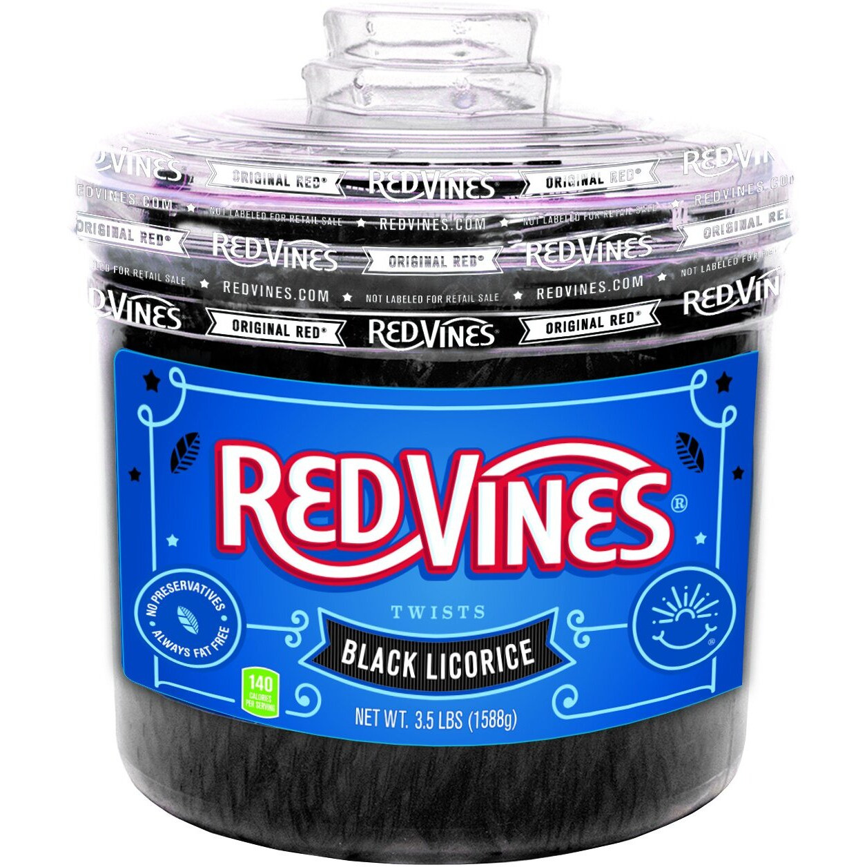 Red Vines Twists, Black Licorice Flavor, 3.5Lb Bulk Tub, Old Fashioned Soft & Chewy Candy