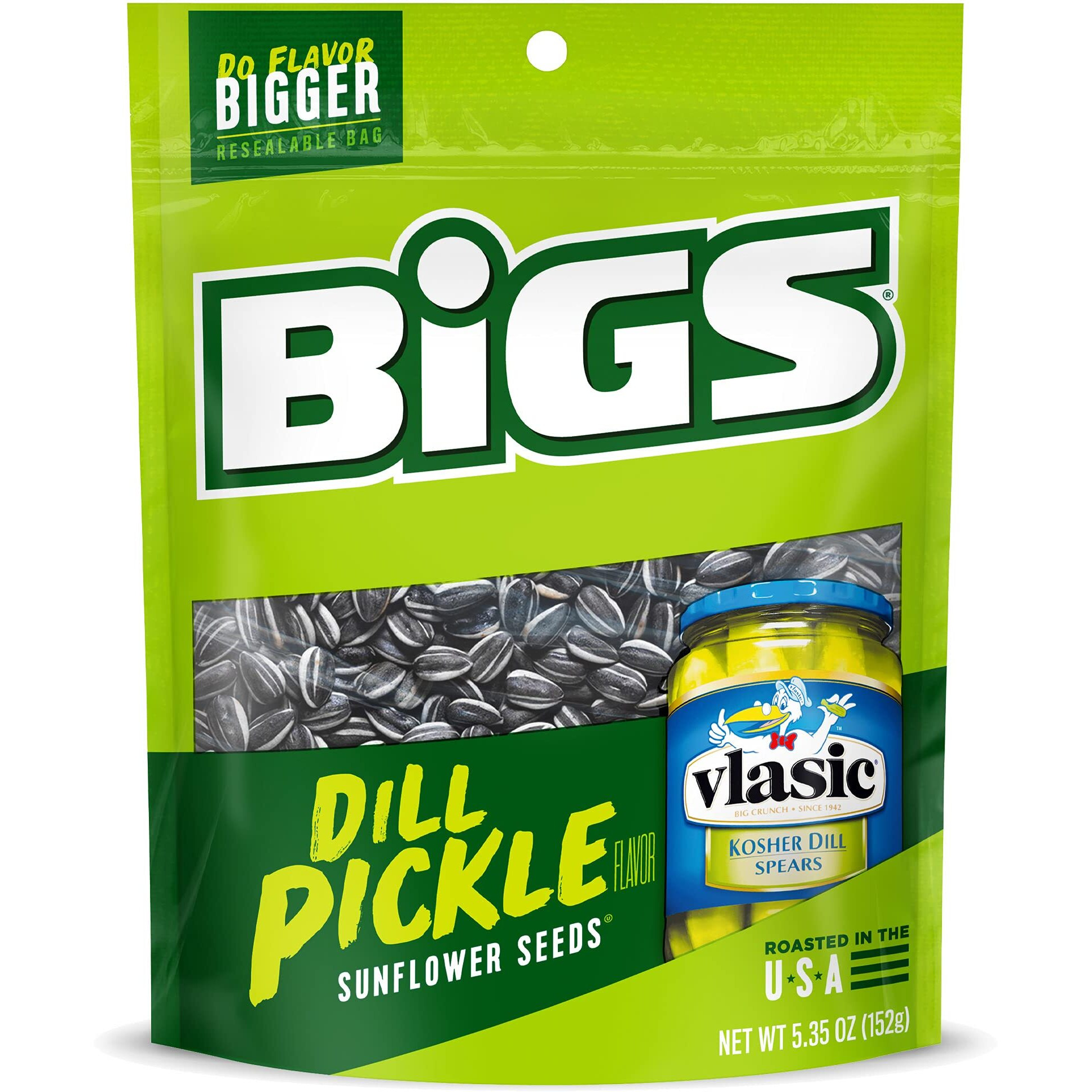Bigs Vlasic Dill Pickle Sunflower Seeds, Keto Friendly Snack, 5.35-Oz. Bag (Pack Of 12)