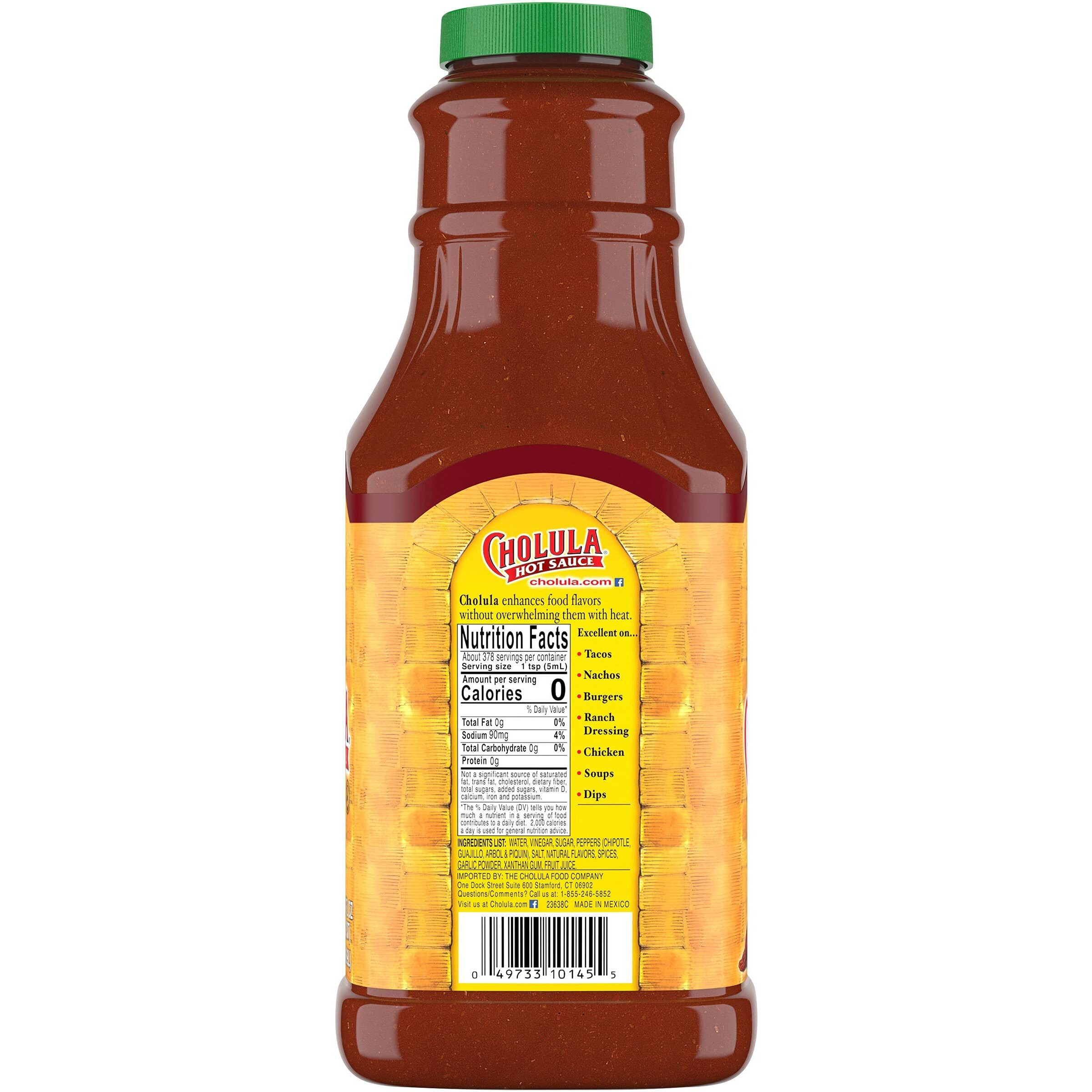 Cholula Chipotle Hot Sauce, 64 Fl Oz - One 64 Fluid Ounce Bulk Container Of Chipotle Pepper Sauce, Made With Chipotle, Arbol And Piquin Peppers, Perfect For Burgers, Wings, Hummus And More
