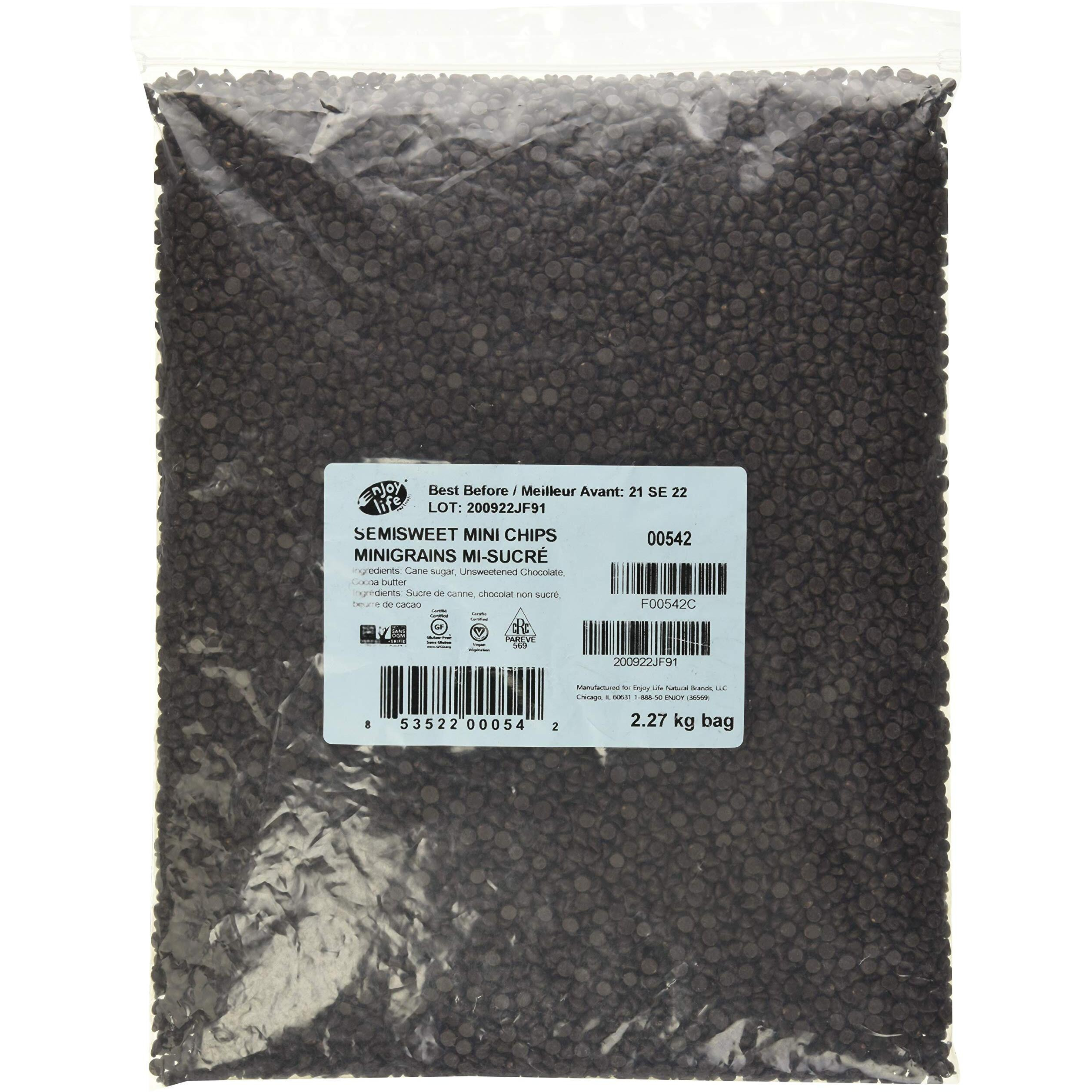 Enjoy Life Bulk Semi-Sweet Mini Chocolate Chips, Vegan, Dairy Free, Gluten Free, Nut Free, Kosher, Soy Free Allergy Friendly, 20 Lbs In 4 Bags