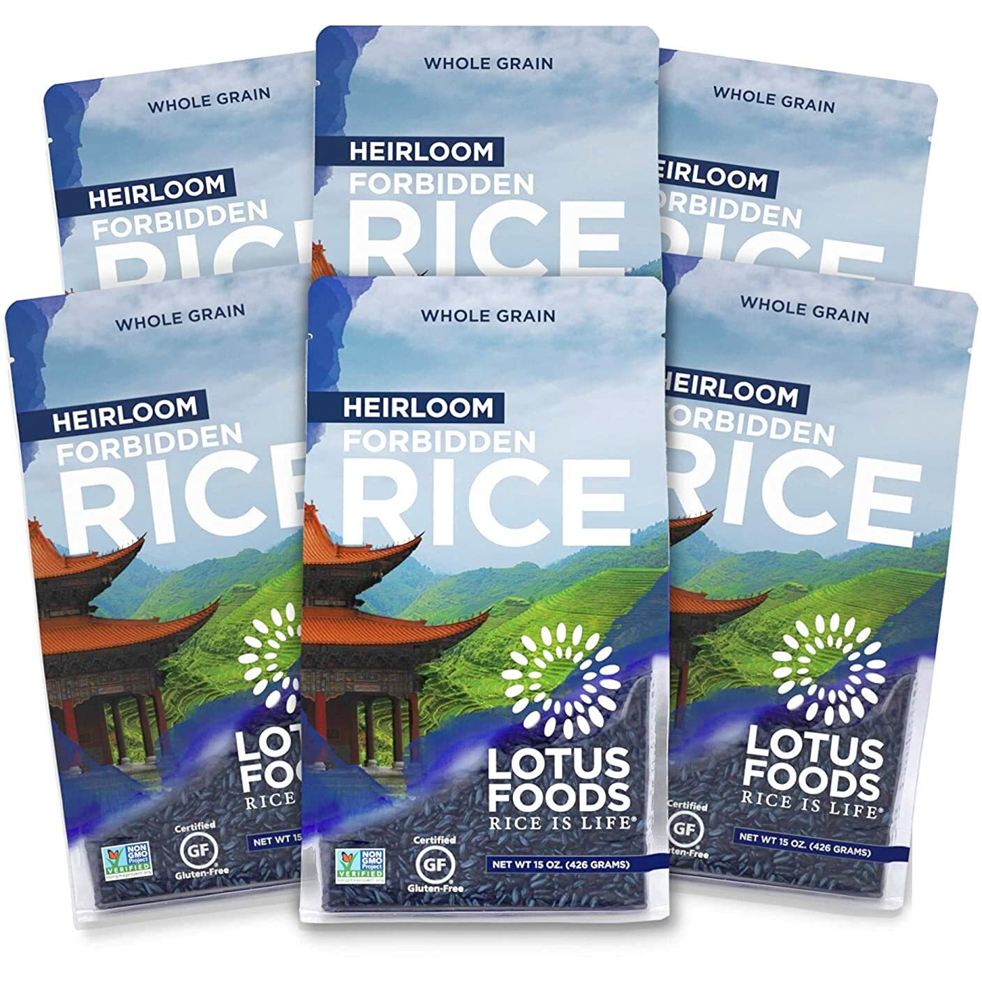 Lotus Foods Gourmet Heirloom Forbidden Rice, 0.94 Pound (Pack Of 6), Gluten Free Rice, Wholegrain Heirloom Rice