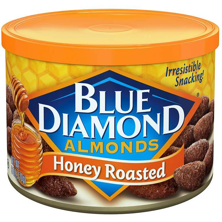 Blue Diamond Almonds Honey Roasted Snack Nuts, 6 Oz Resealable Cans (Pack Of 12)
