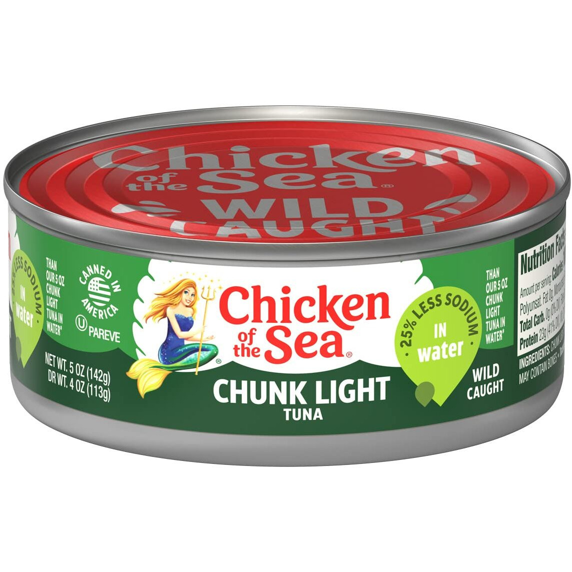 Chicken Of The Sea Chunk Light Tuna In Water, Wild Caught Tuna, 25% Less Sodium, 5-Ounce Cans (Pack Of 24)