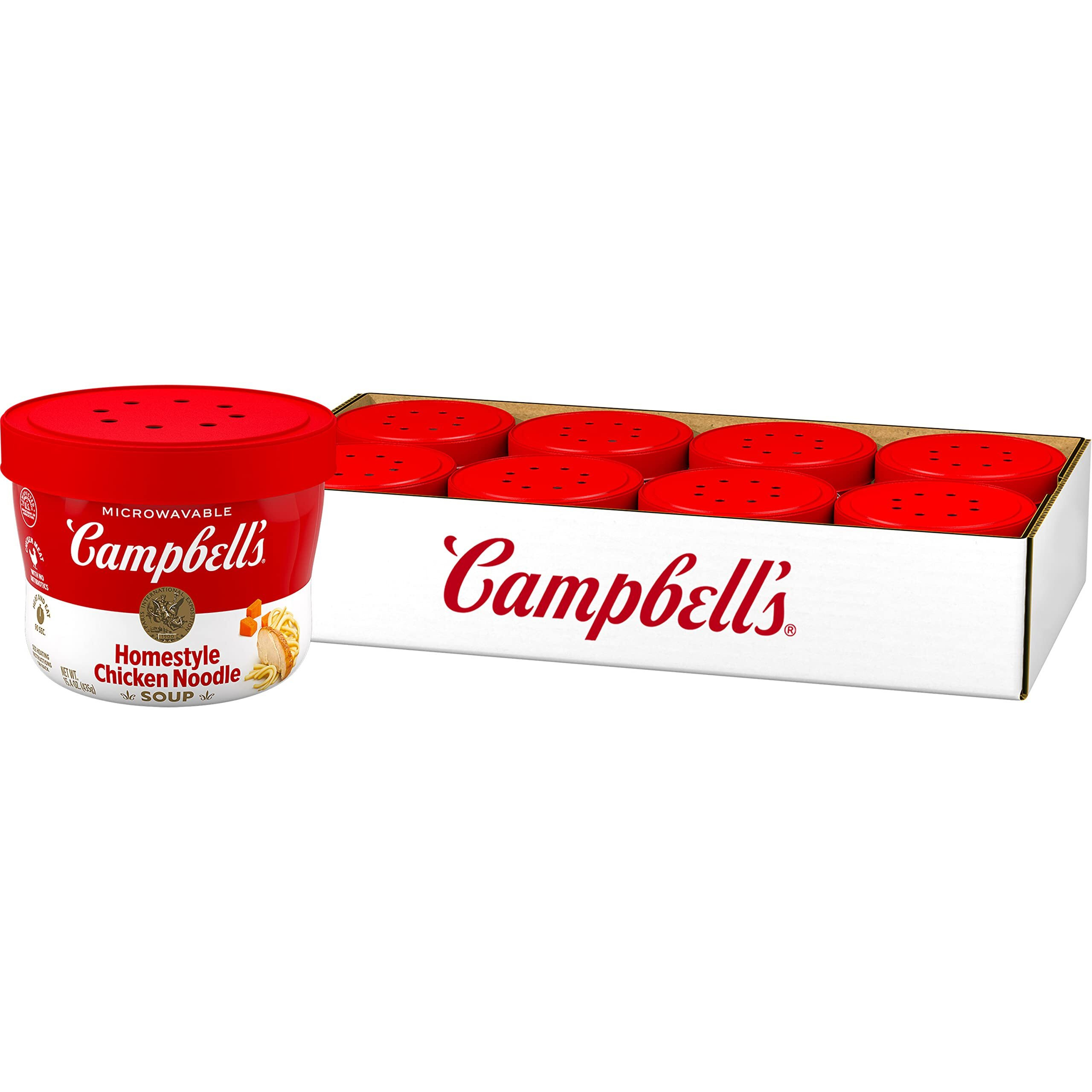 Campbell's Homestyle Chicken Noodle Soup Microwavable Bowl, 15.4 Ounce (Pack Of 8)
