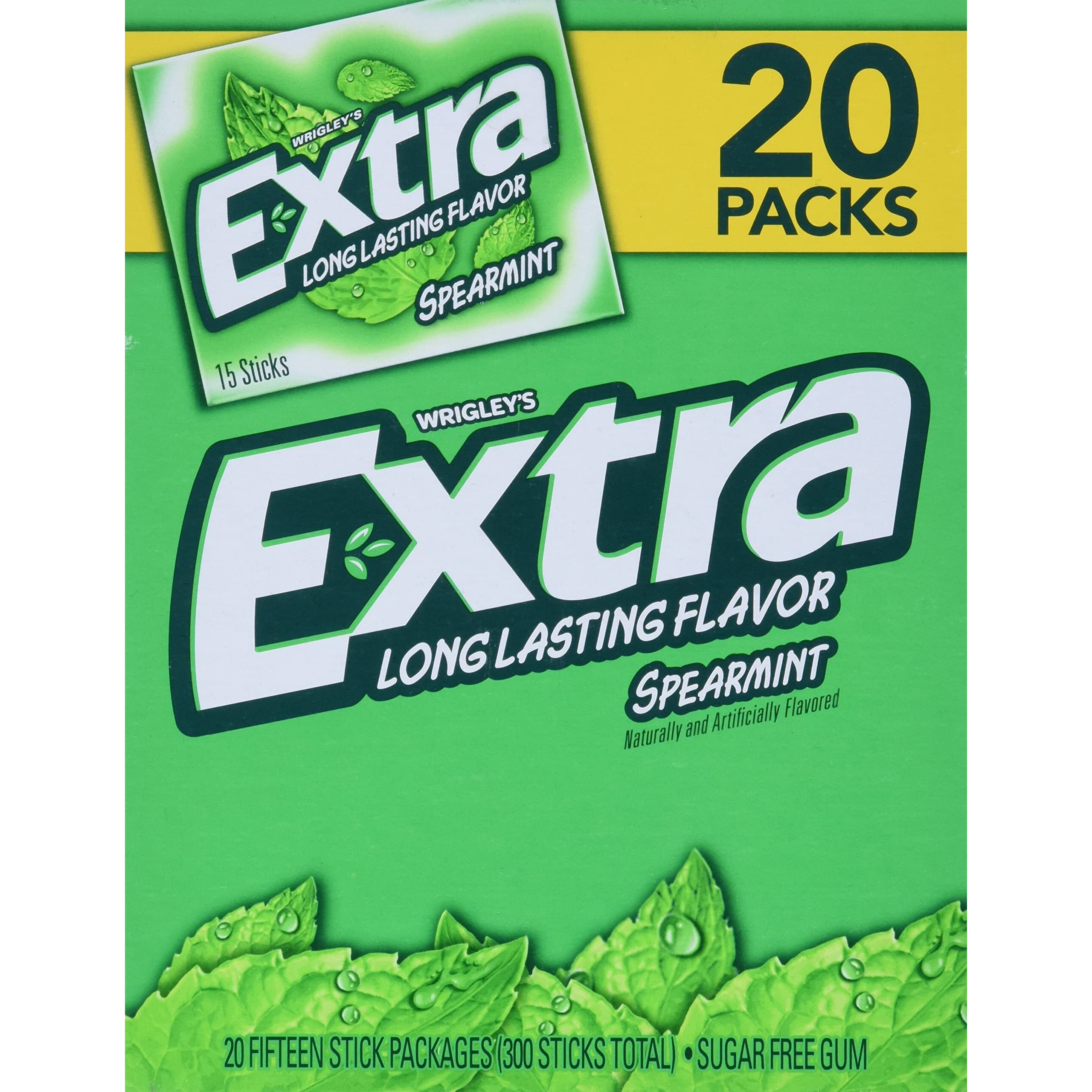 Wrigley's Sugar Free Gum, Extra Spearmint,20 Count,15 Sticks Each