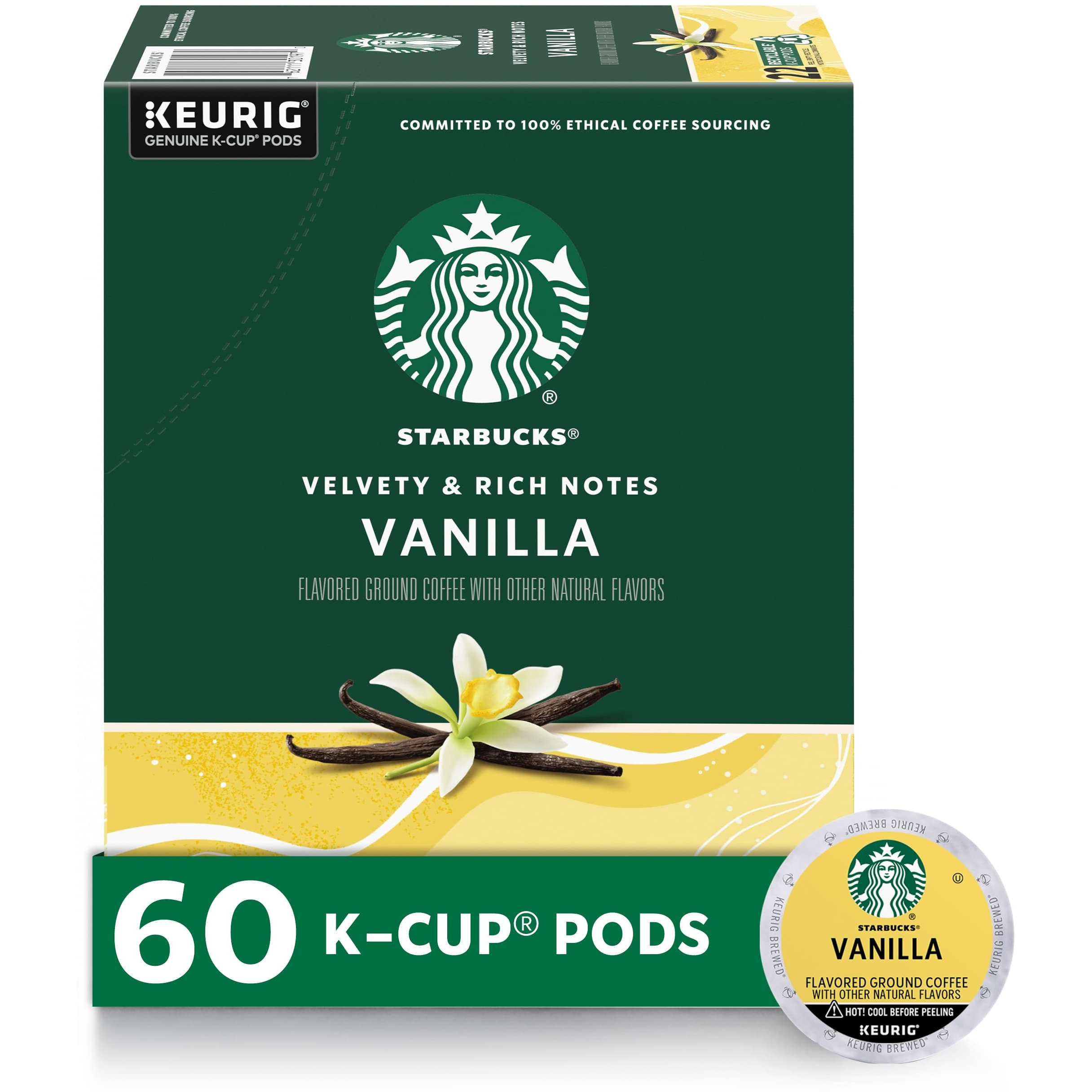 Starbucks Flavored K-Cup Coffee Pods - Vanilla For Keurig Brewers - 6 Boxes (60 Pods Total)