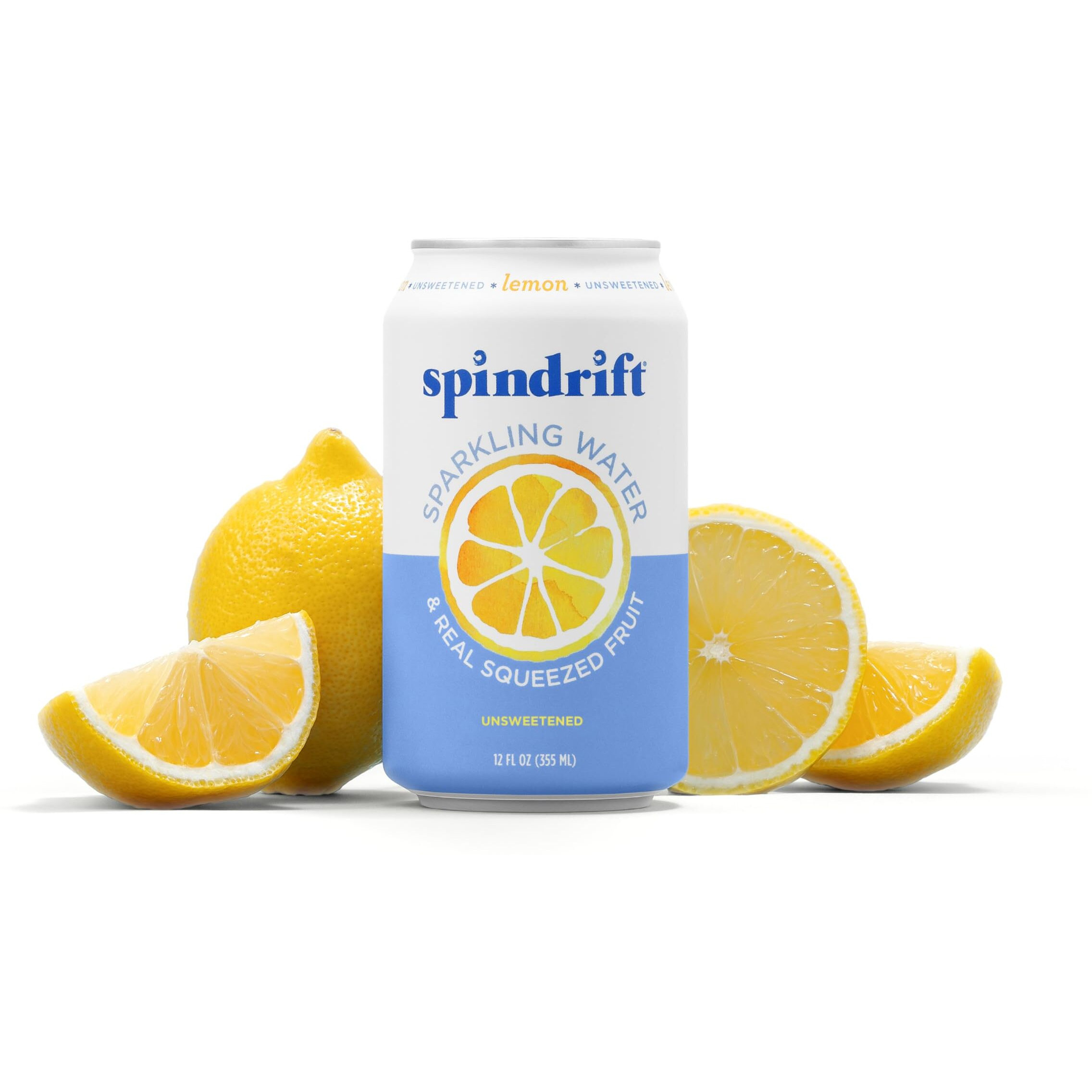 Spindrift Sparkling Water, Lemon Flavored, Made With Real Squeezed Fruit, 12 Fl Oz Cans, Pack Of 24 (Only 3 Calories Per Seltzer Water Can)