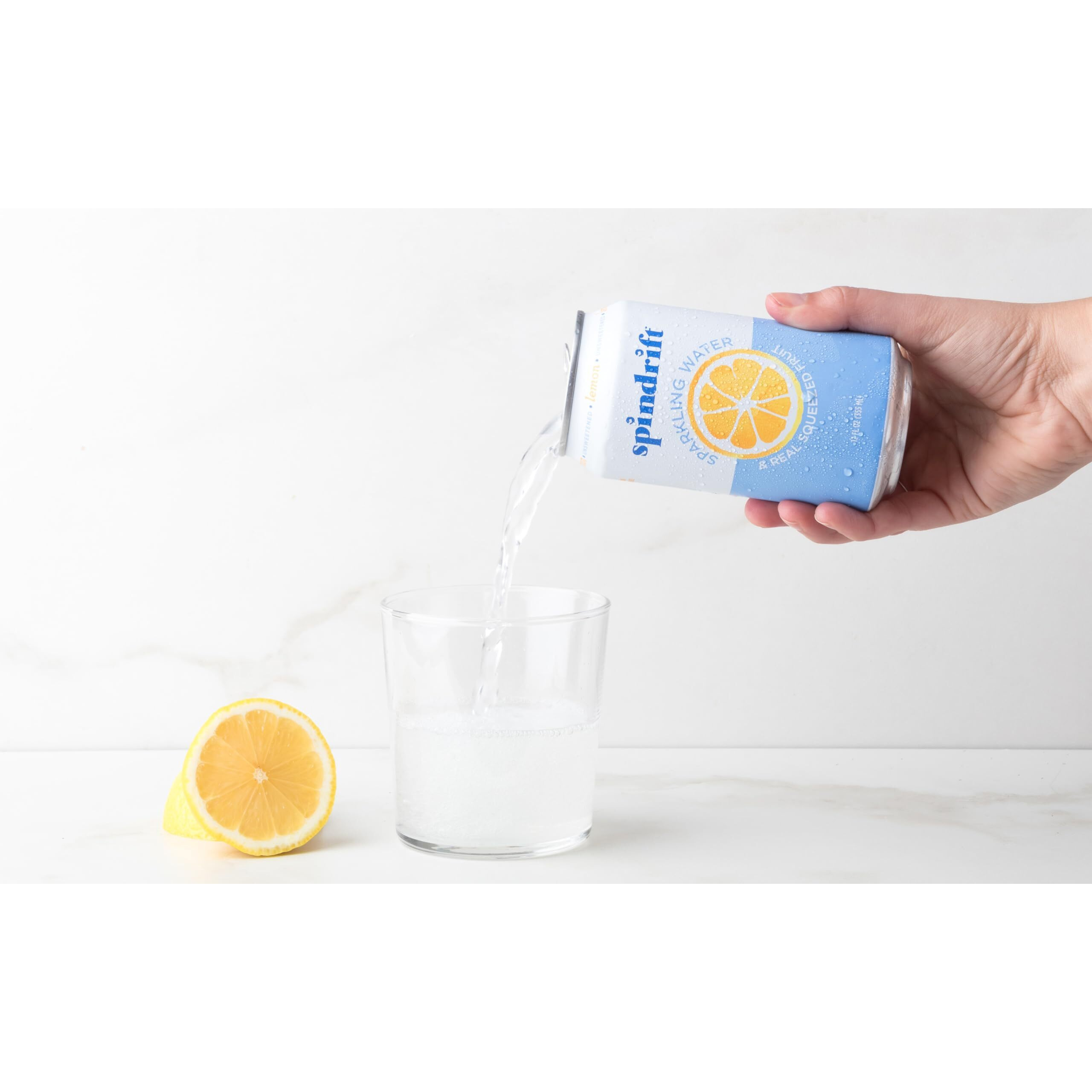 Spindrift Sparkling Water, Lemon Flavored, Made With Real Squeezed Fruit, 12 Fl Oz Cans, Pack Of 24 (Only 3 Calories Per Seltzer Water Can)