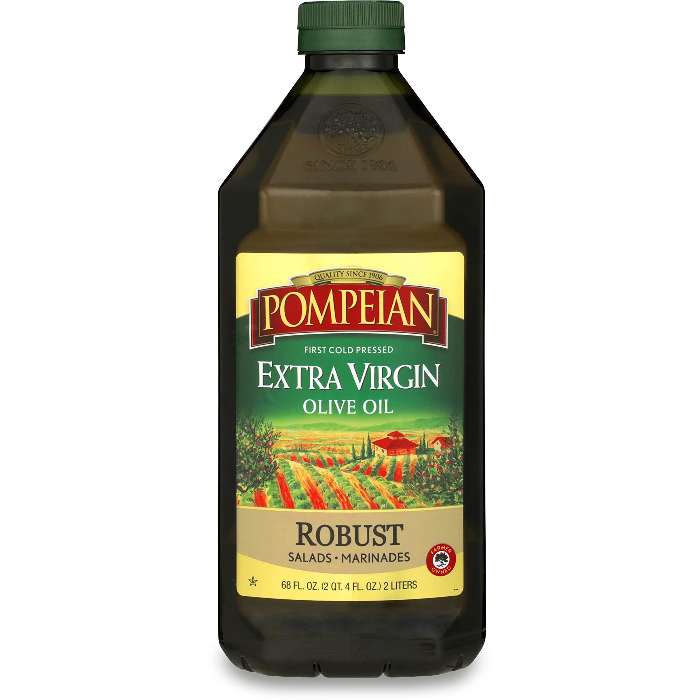 Pompeian Robust Extra Virgin Olive Oil, First Cold Pressed, Full-Bodied Flavor, Perfect For Salad Dressings & Marinades, 68 Fl. Oz.