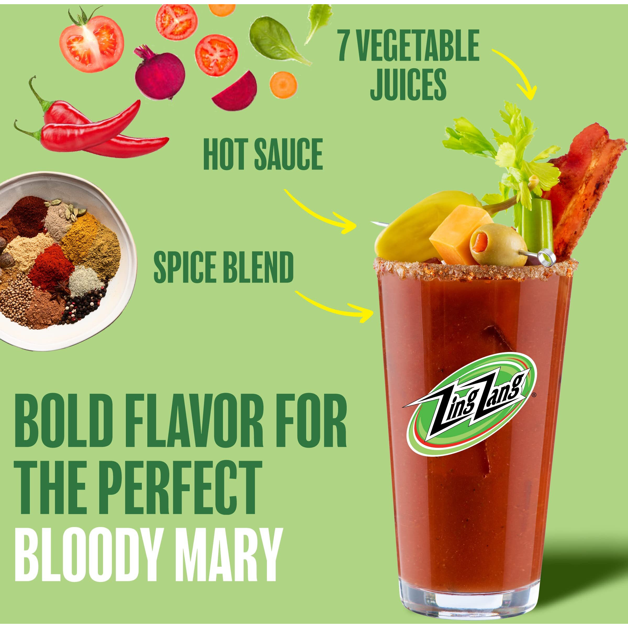 Zing Zang Bloody Mary Mix, Non-Alcoholic Cocktail Mixer With A Bold-Tasting Seven Vegetable Juice And Spice Blend, 32 Fl Oz Bottles (Pack Of 6)