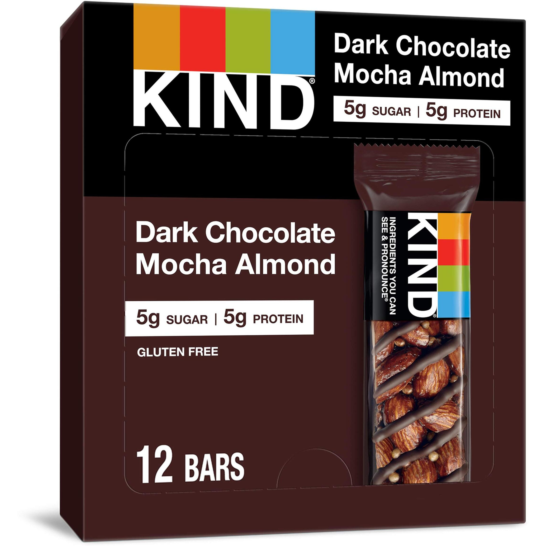 Kind Bars, Dark Chocolate Mocha Almond, Healthy Snacks, Gluten Free, Low Sugar, 5G Protein, 12 Count