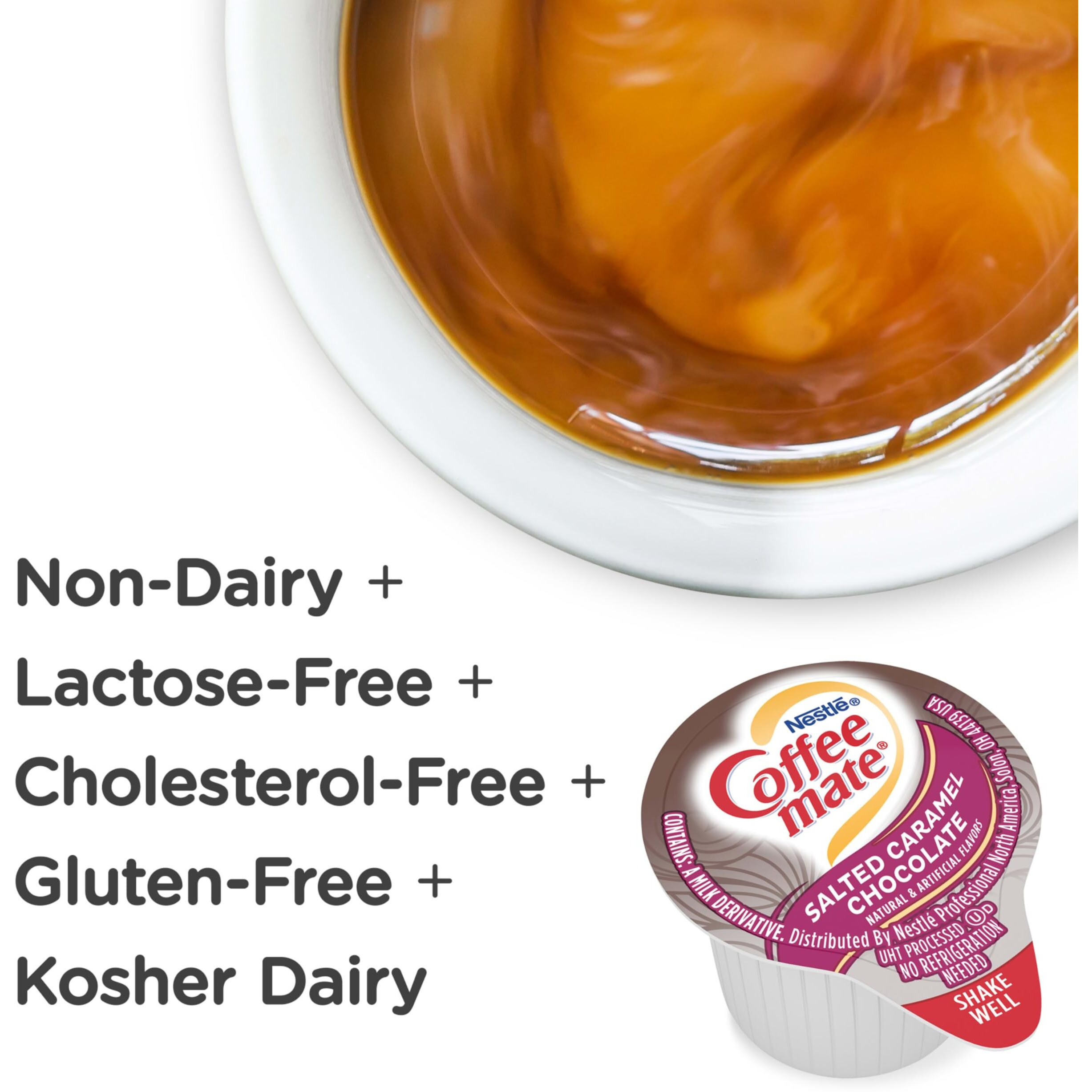 Nestle Coffee Mate Coffee Creamer, Salted Caramel Chocolate, Liquid Creamer Singles, Non Dairy, No Refrigeration, Box Of 50 Singles (Pack Of 4)