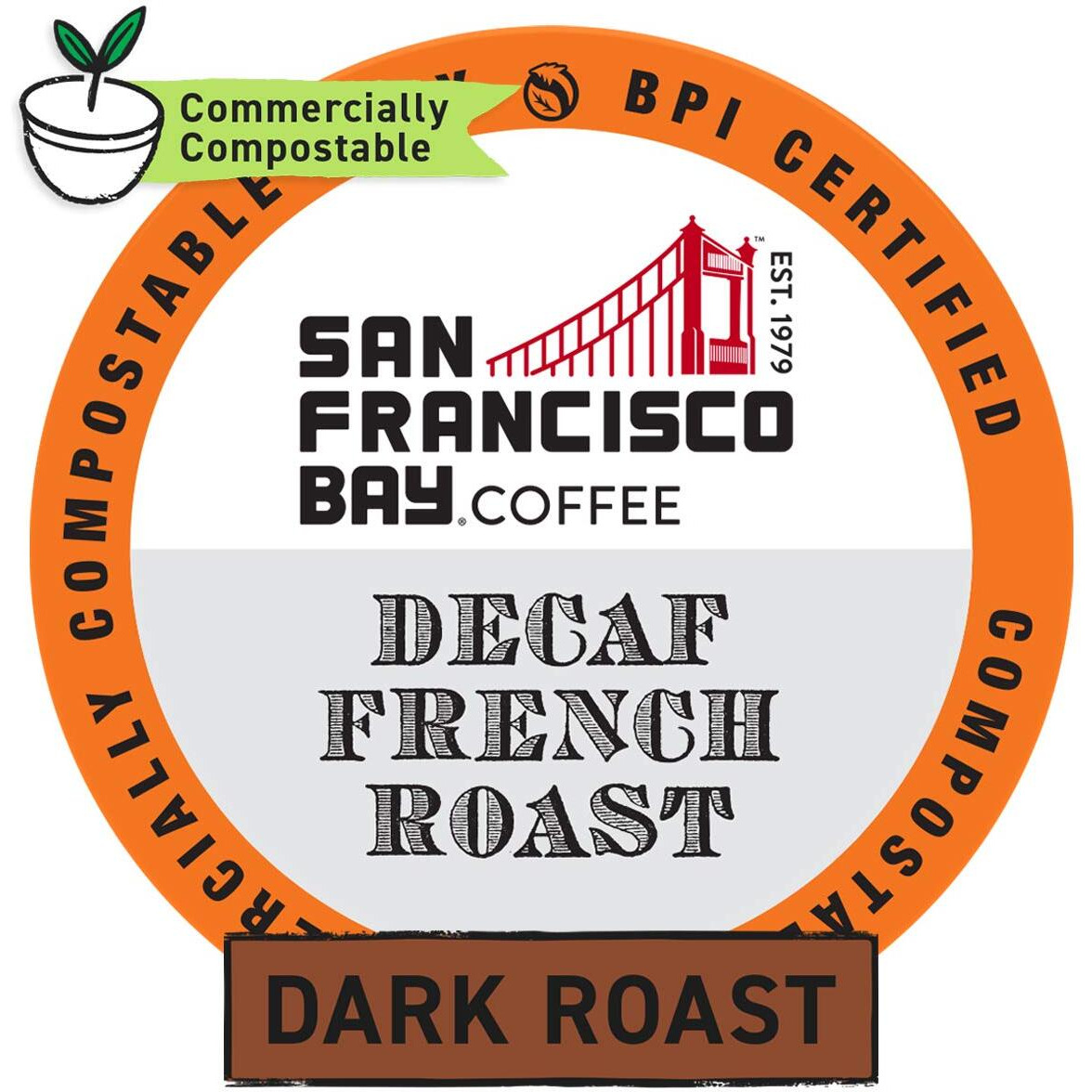 San Francisco Bay Compostable Coffee Pods - Decaf French Roast (80 Ct) K Cup Compatible Including Keurig 2.0, Dark Roast, Swiss Water Processed