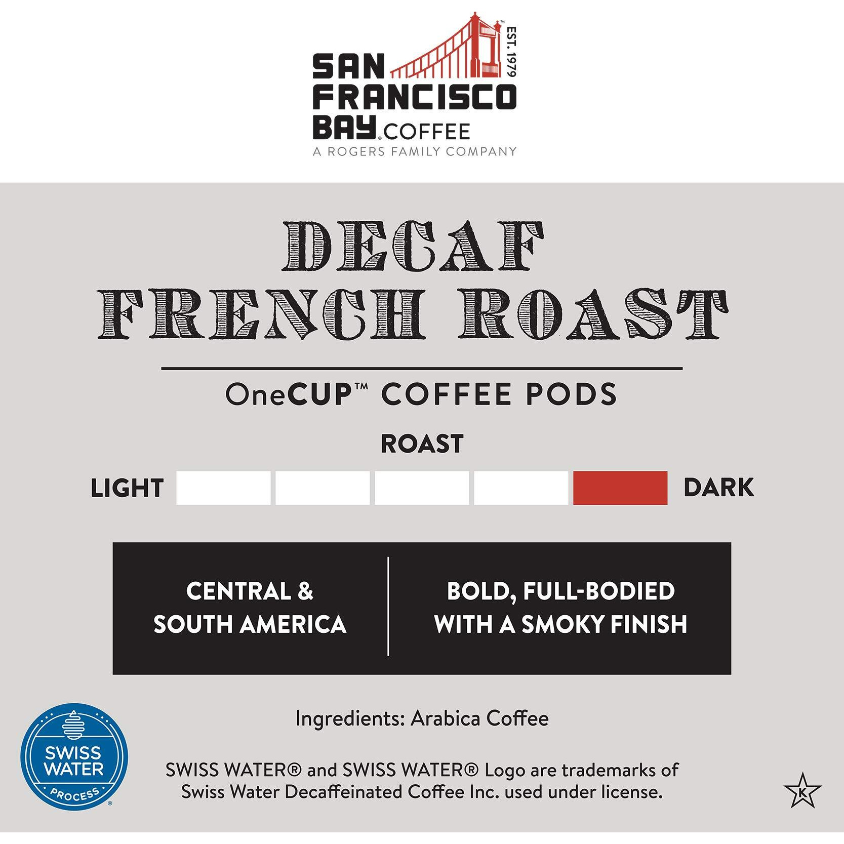 San Francisco Bay Compostable Coffee Pods - Decaf French Roast (80 Ct) K Cup Compatible Including Keurig 2.0, Dark Roast, Swiss Water Processed