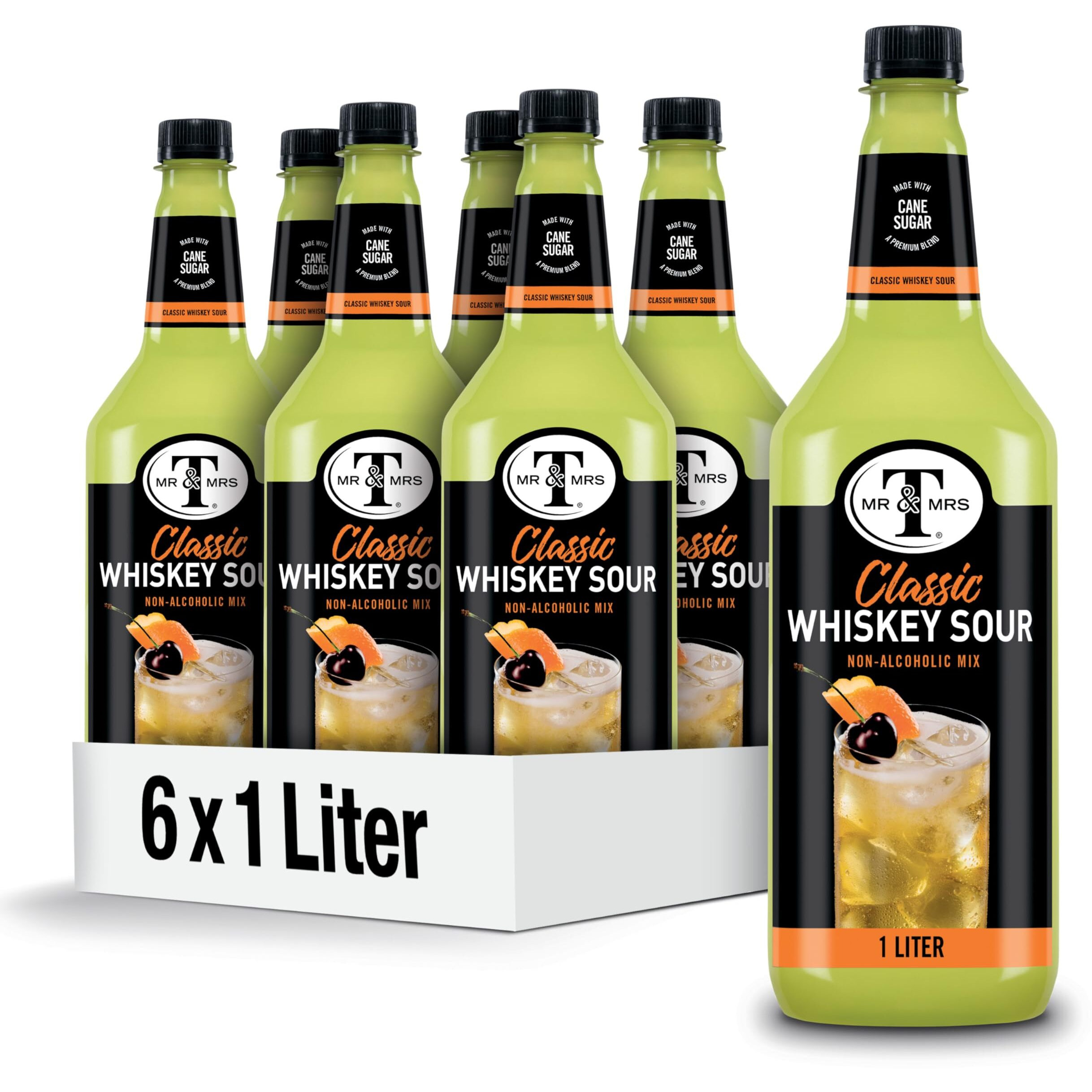 Mr & Mrs T Whiskey Sour Mix, 1 L Bottle (Pack Of 6)