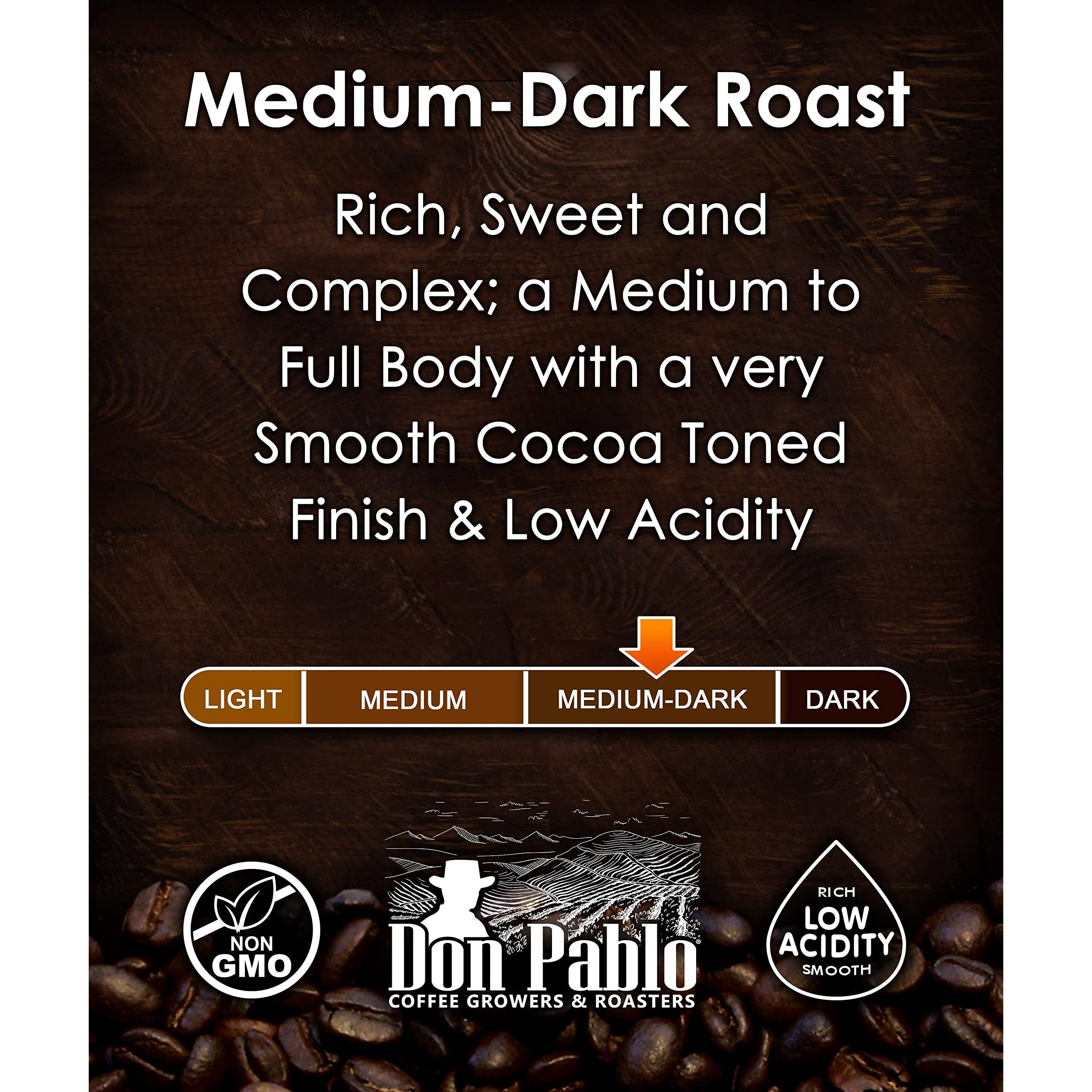 2Lb Don Pablo Gourmet Coffee - Signature Blend - Medium Dark Roast - Whole Bean Coffee - 100% Arabica Beans - Low Acidity And Non-Gmo - 2Lb Bag