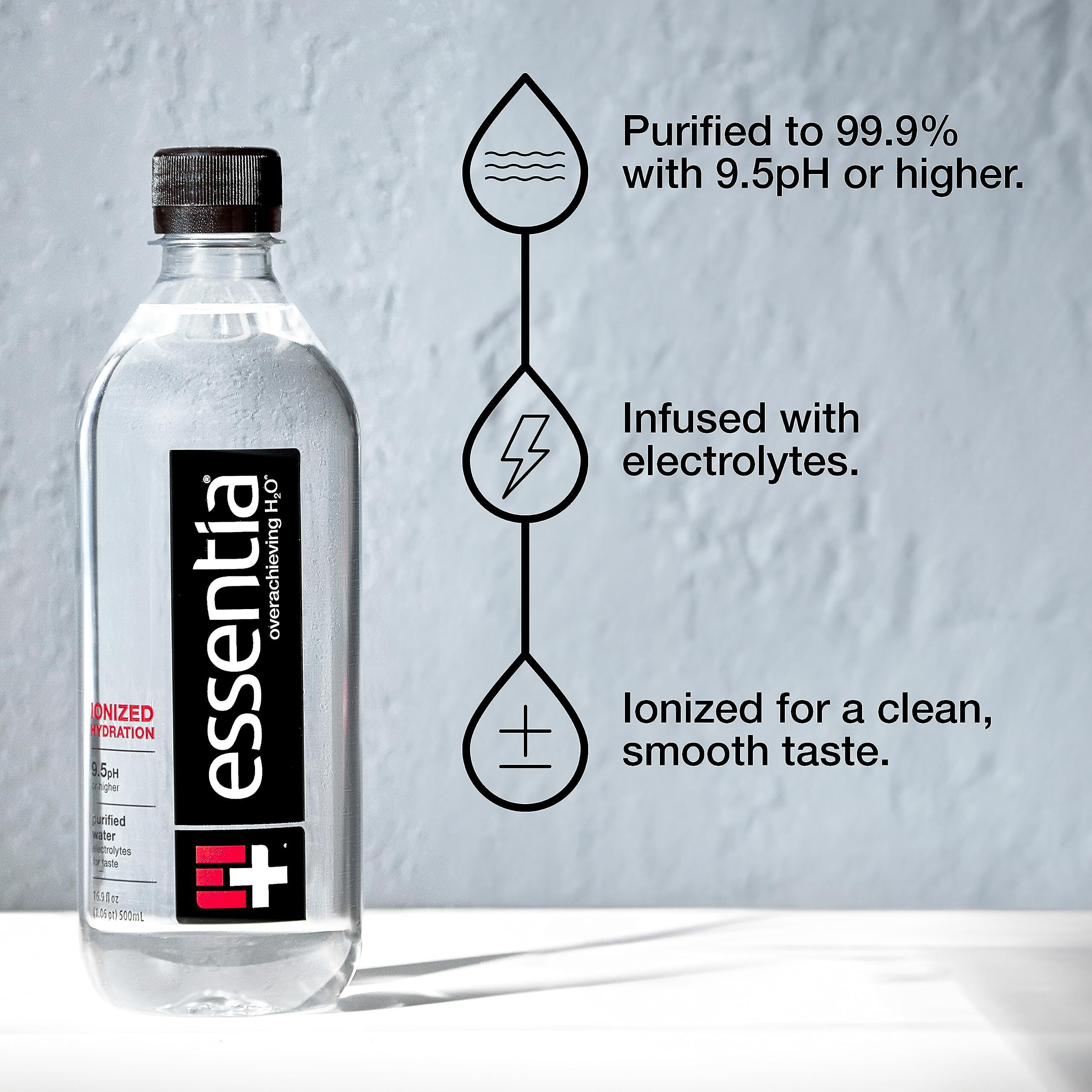 Essentia Water Llc Ionized Alkaline Bottled Water 99.9% Pure 9.5 Ph Or Higher Consistent Quality In Every Bpa And Phthalate-Free Bottle 12 Fl Oz (Pack Of 12)