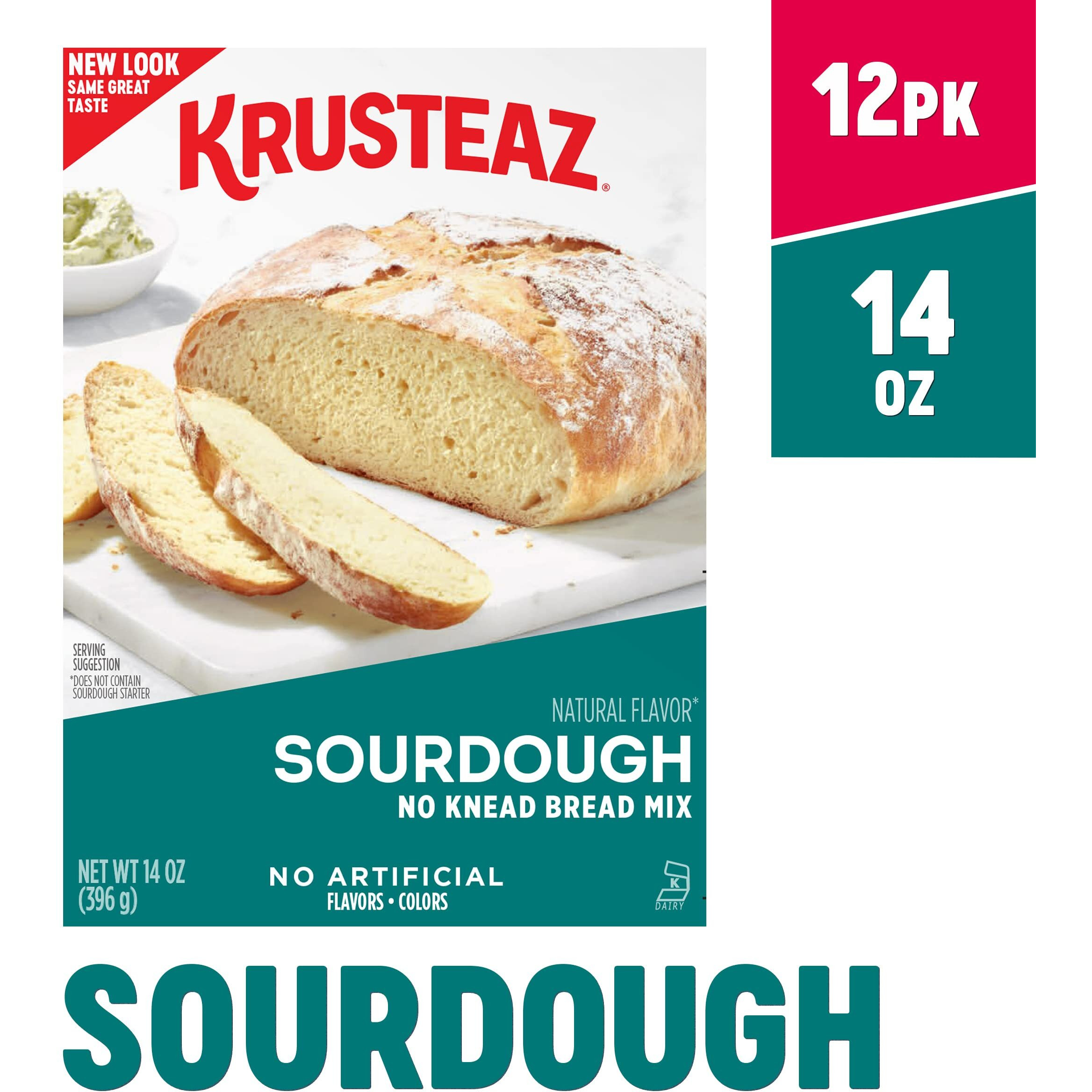 Krusteaz Sourdough Bread Mix, No Knead And Easy To Make, 14-Ounce Boxes (Pack Of 12)