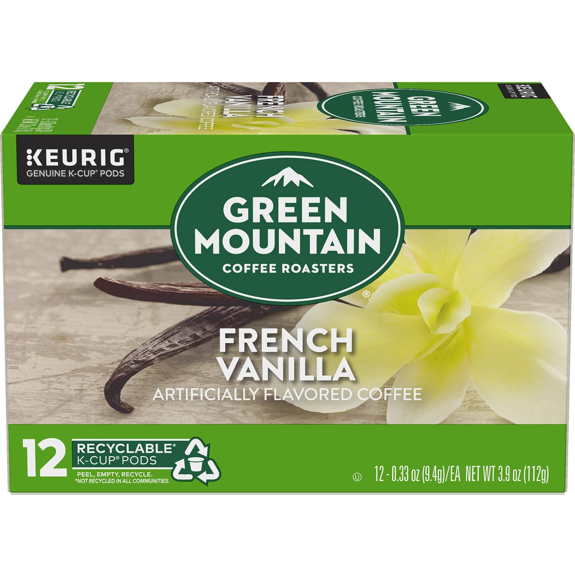 Green Mountain Coffee Roasters French Vanilla Keurig Single-Serve K-Cup Pods, Light Roast Coffee, 12 Count