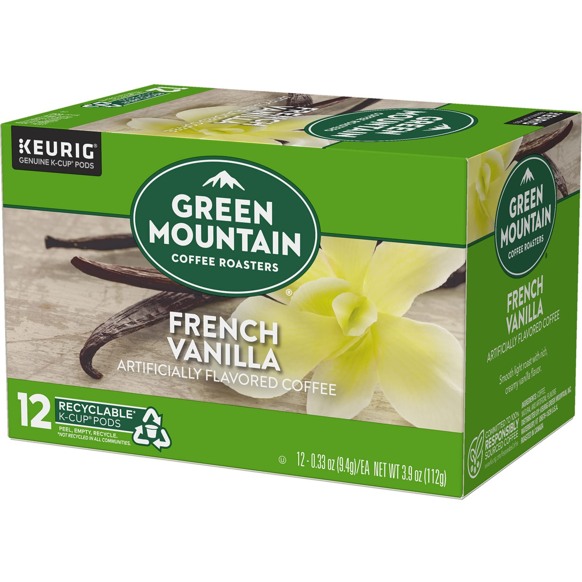 Green Mountain Coffee Roasters French Vanilla Keurig Single-Serve K-Cup Pods, Light Roast Coffee, 12 Count