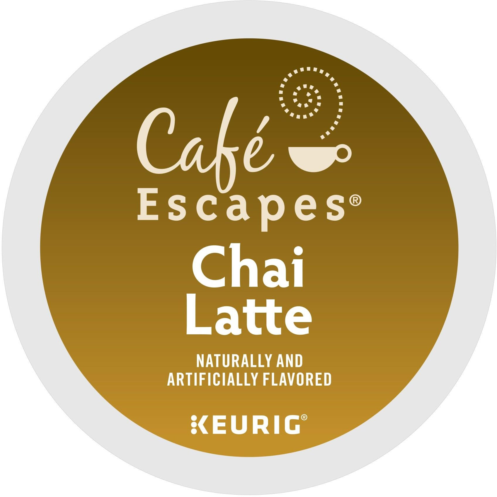 Cafe Escapes, Chai Latte Tea Beverage, Single-Serve Keurig K-Cup Pods, 72 Count (3 Boxes Of 24 Pods)