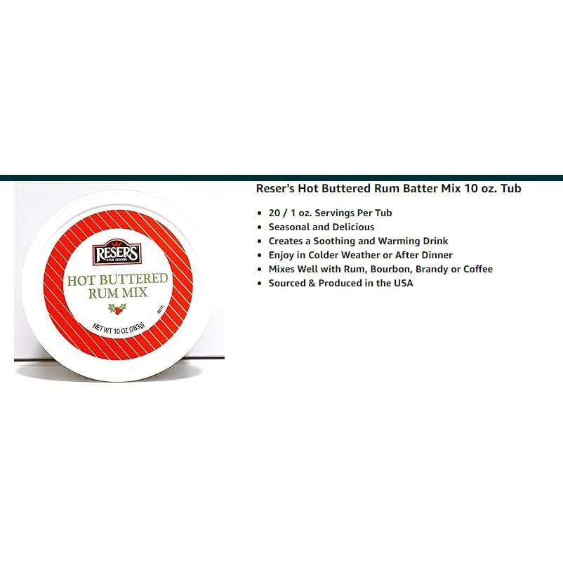 Reser's Gourmet Hot Buttered Rum Mix 10 Oz.Tub