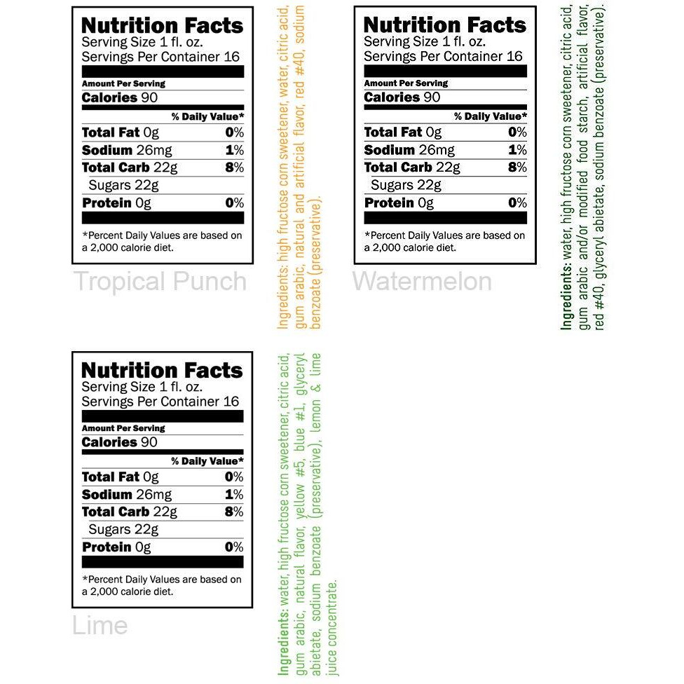 Time For Treats 3-Pack Tropical Punch, Watermelon, Lime Flavored Syrups Vkp1107, 16-Ounce