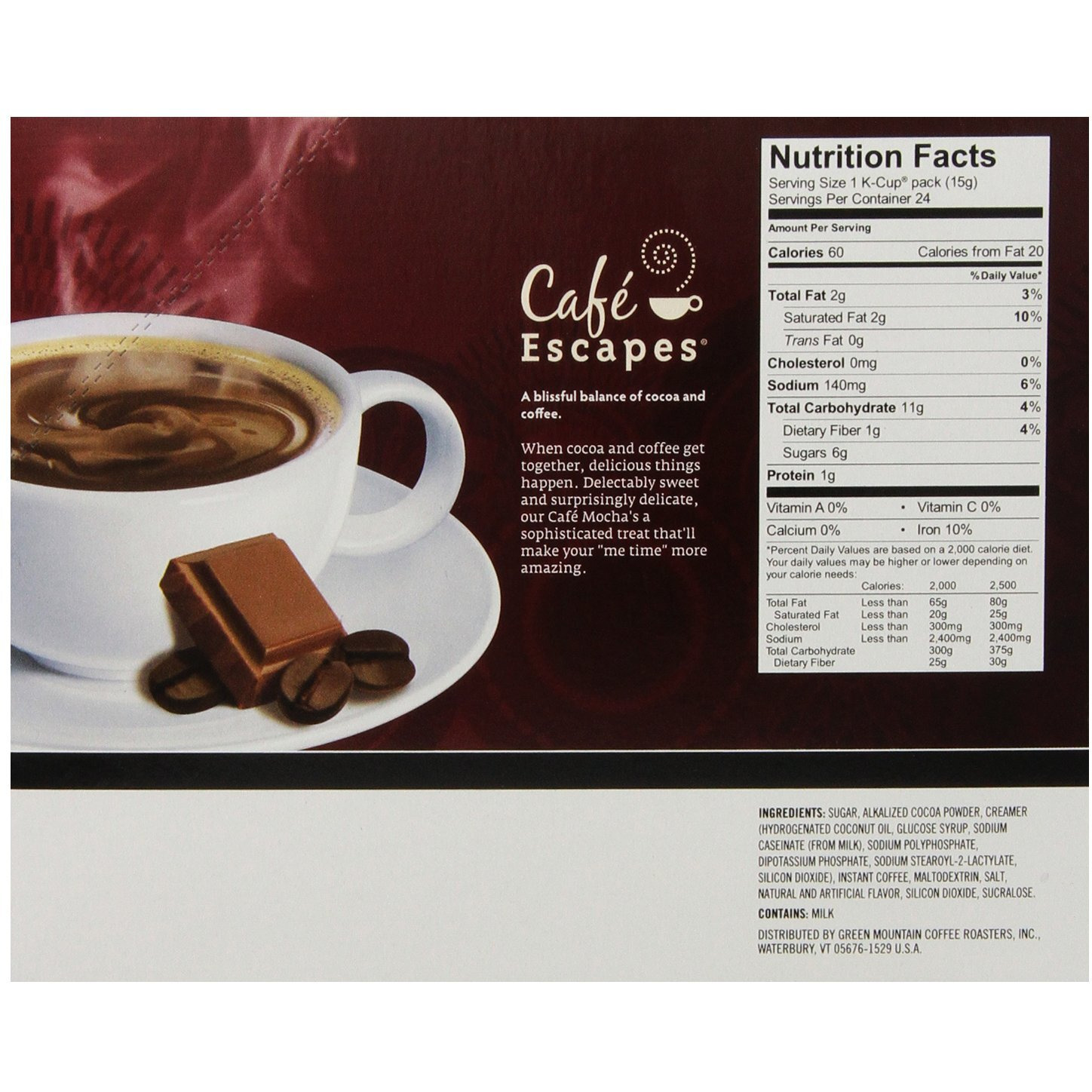Caf   Escapes Caf   Mocha, K-Cup Portion Pack For Keurig Brewers, 24-Count