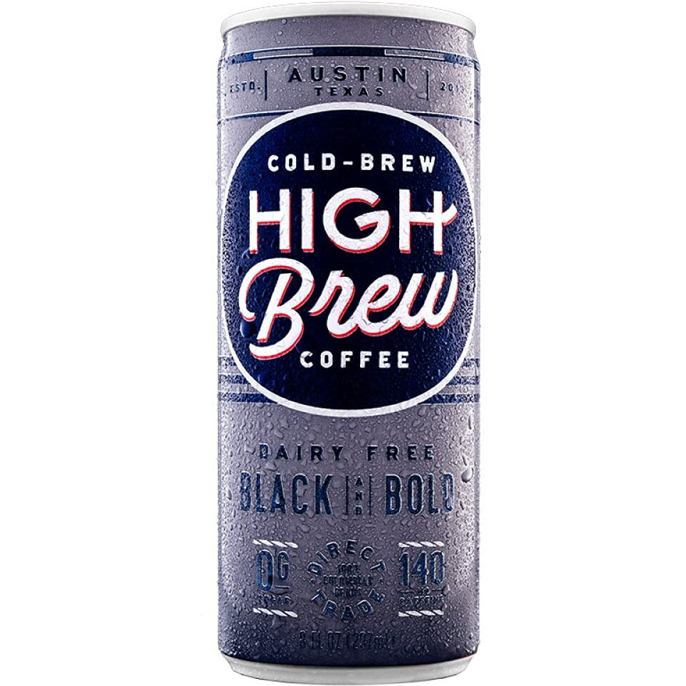 High Brew Coffee Cold Brew Coffee + Protein, Black And Bold, 8 Oz Can, 12/Pack