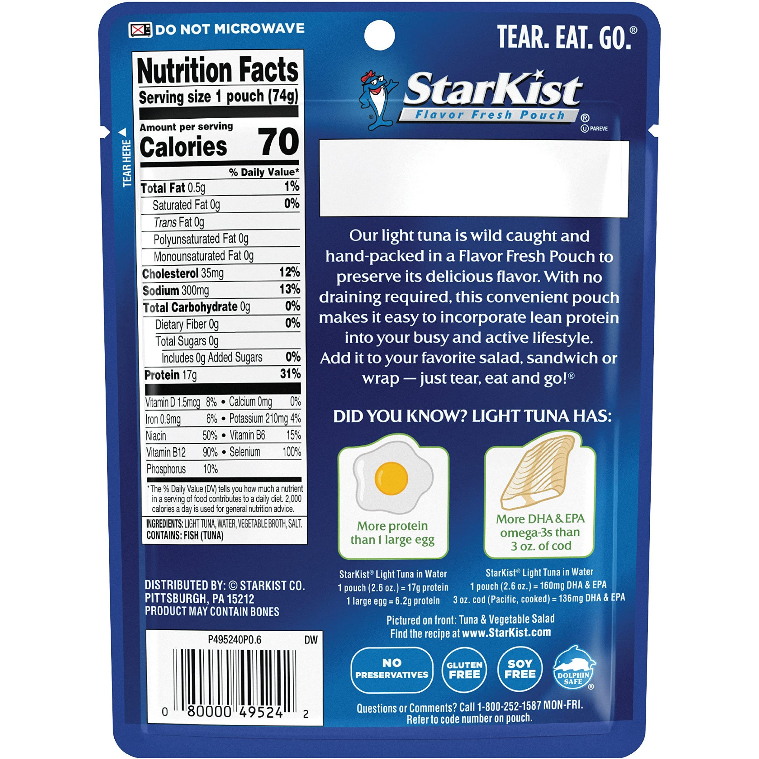 Starkist Chunk Light Tuna In Water, 2.6 Oz, Pack Of 12