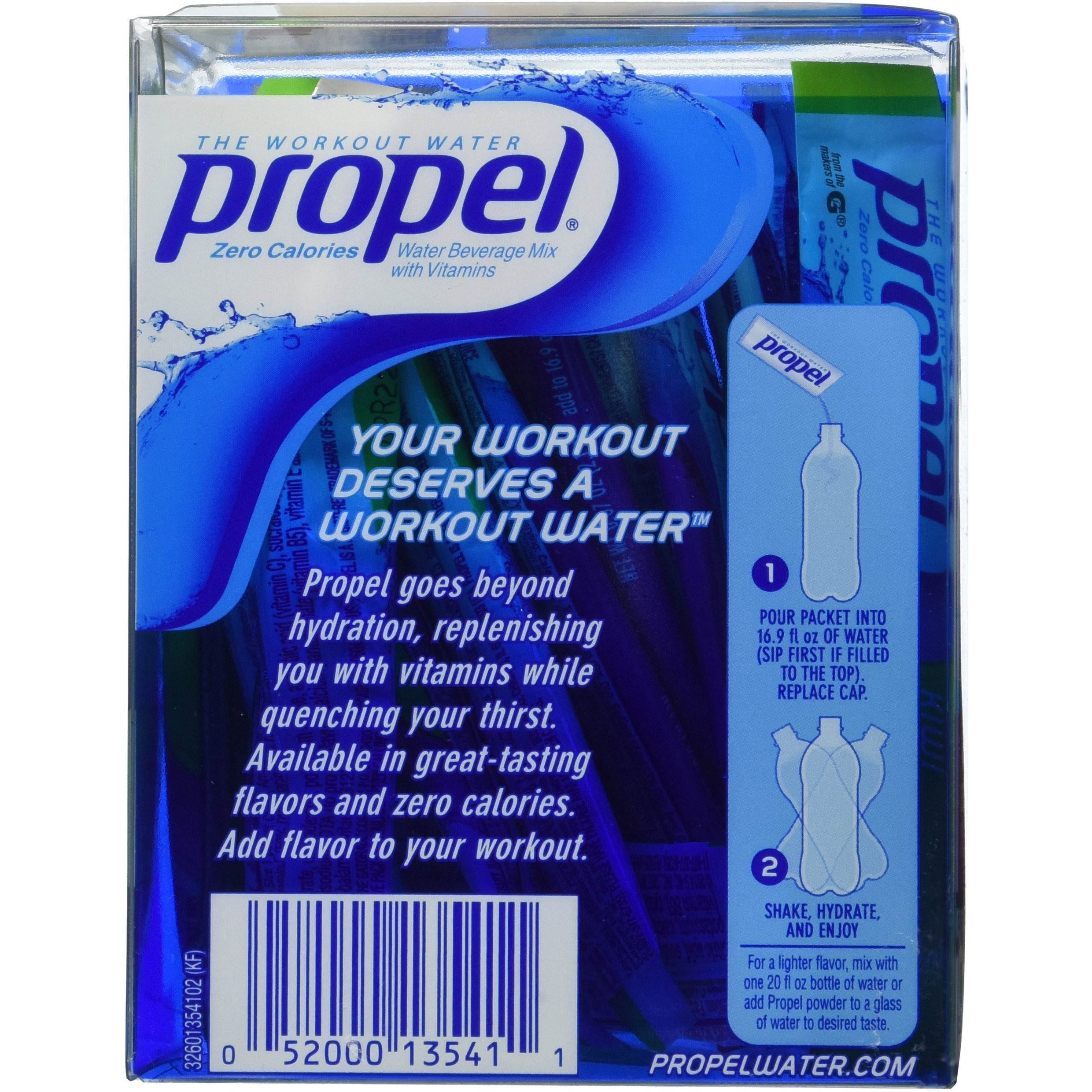 Propel Zero Calorie Nutrient Enhanced Water Beverage Mix (36 Packets) 3 Different Flavors (Berry, Grape & Kiwi Strawberry)