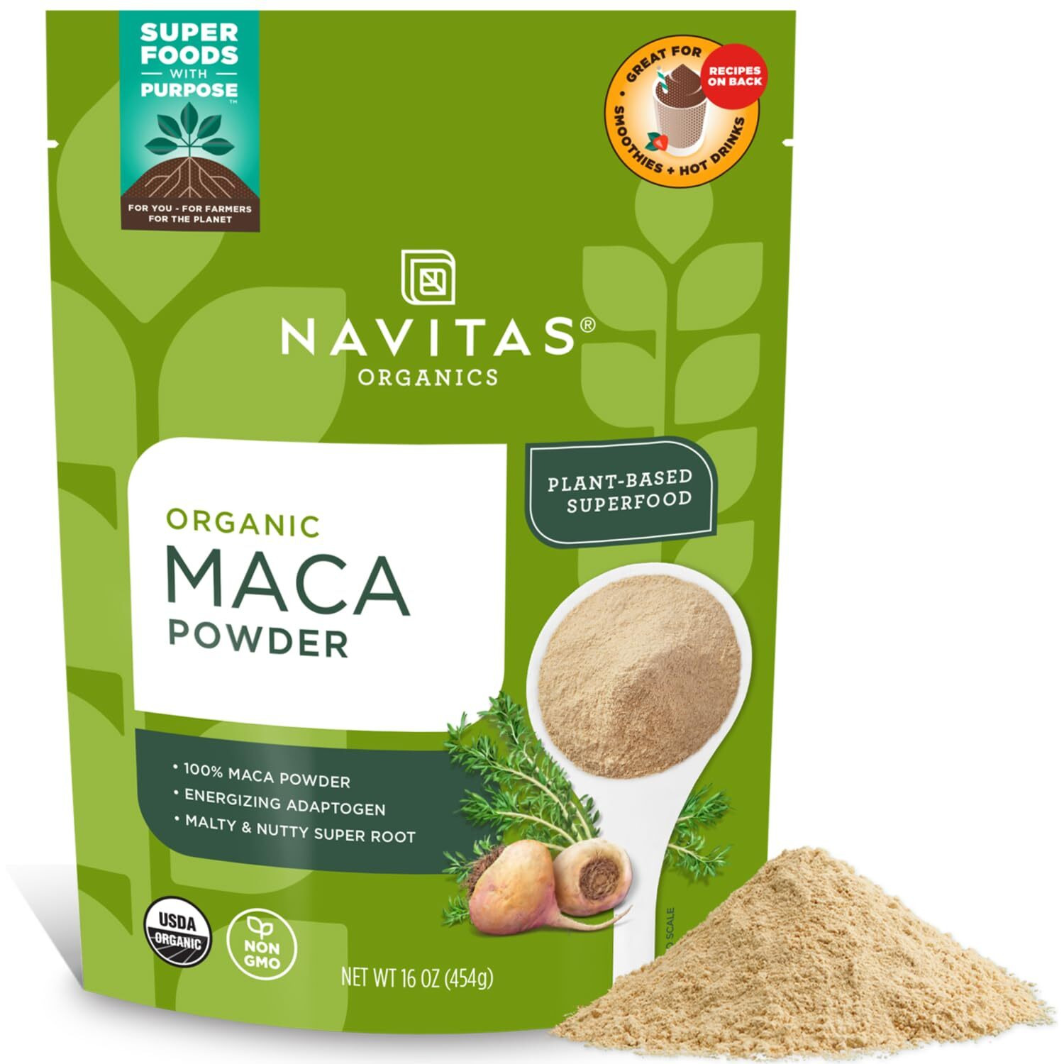 Navitas Organics Maca Powder, 16 Oz. Bag, 90 Servings - Organic, Non-Gmo, Low Temp-Dried, Gluten-Free