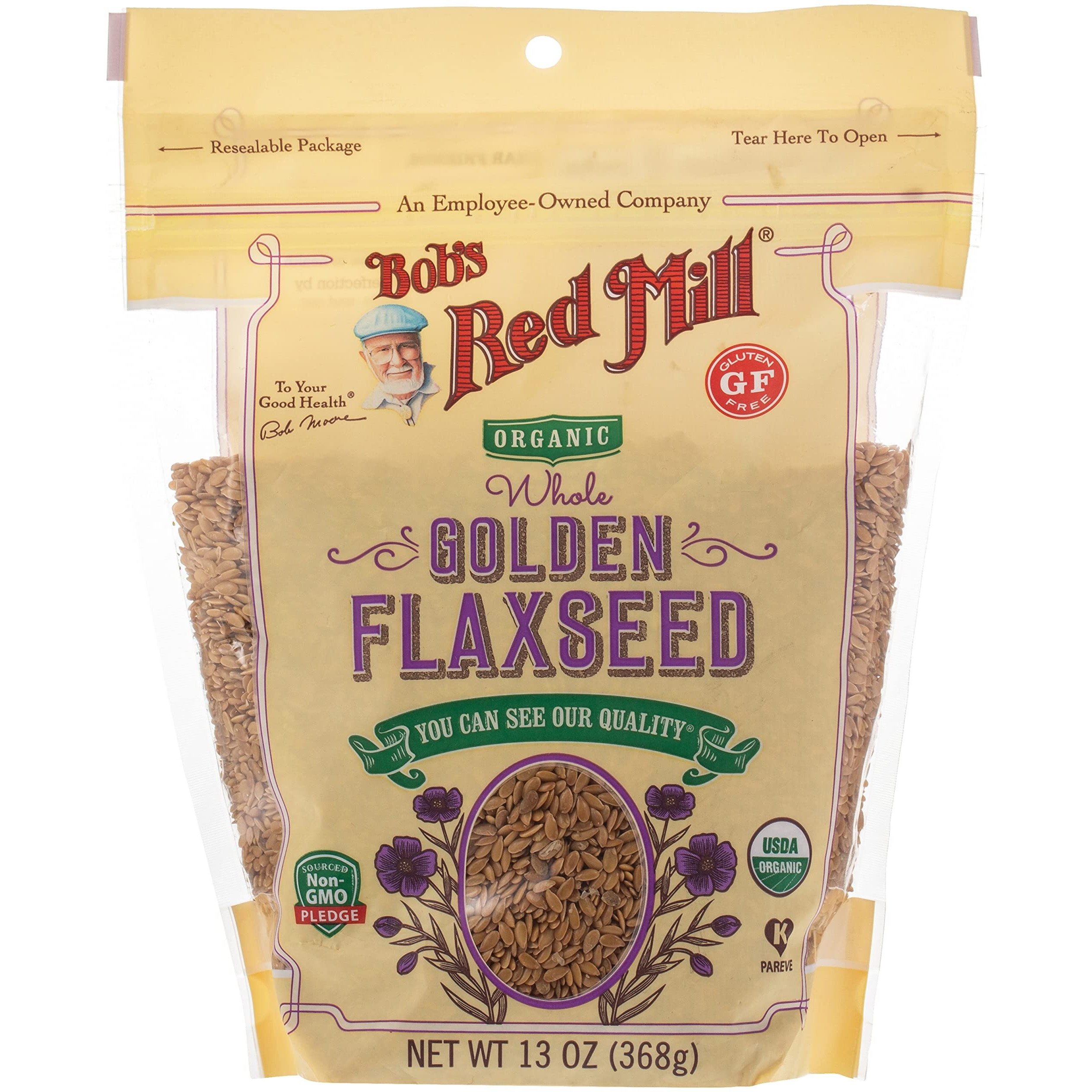 Bob's Red Mill Resealable Organic Whole Golden Flaxseed, 13 Ounce (Pack Of 1)