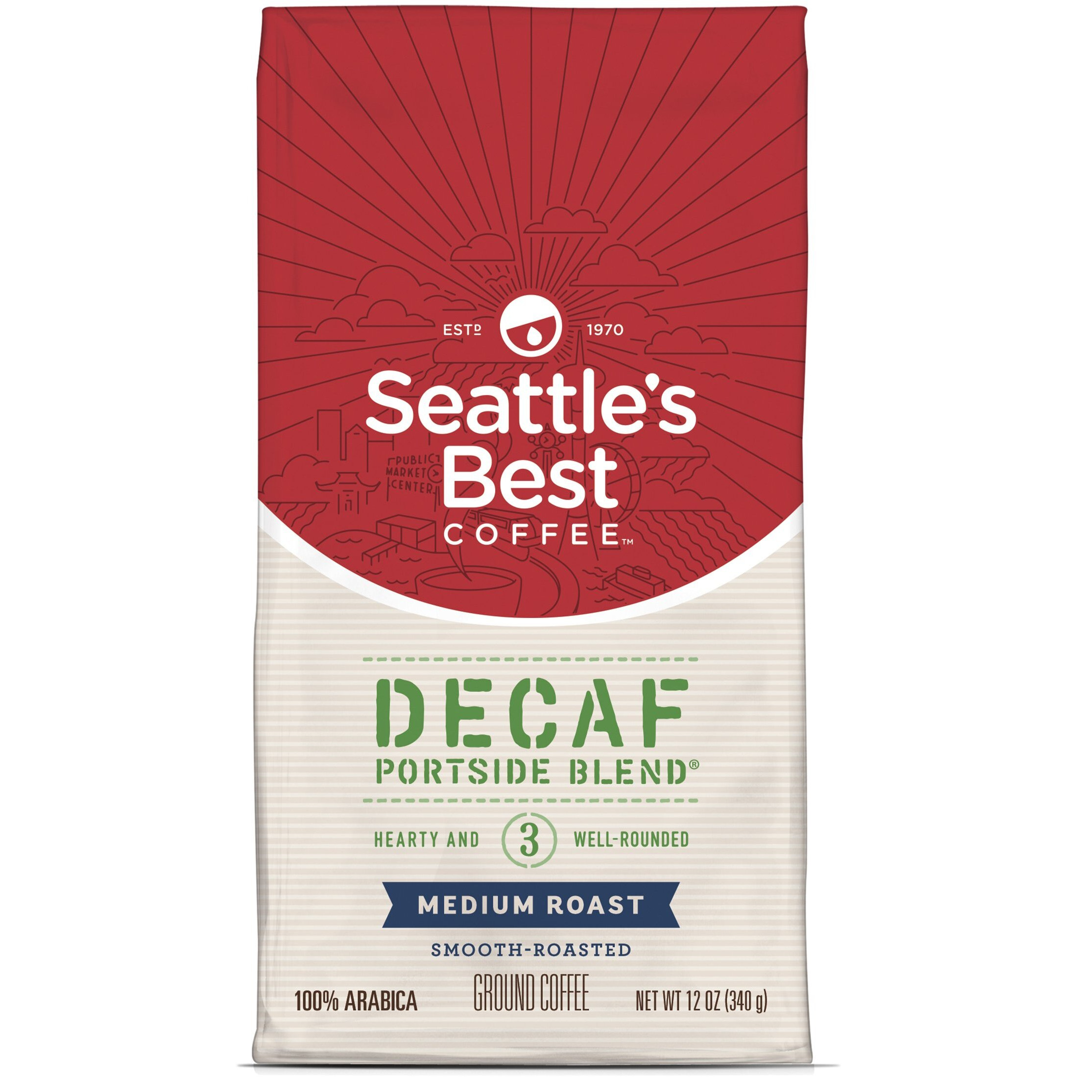 Seattle's Best Coffee Decaf Portside Blend (Previously Signature Blend No. 3) Medium Roast Ground Coffee, 12-Ounce Bag