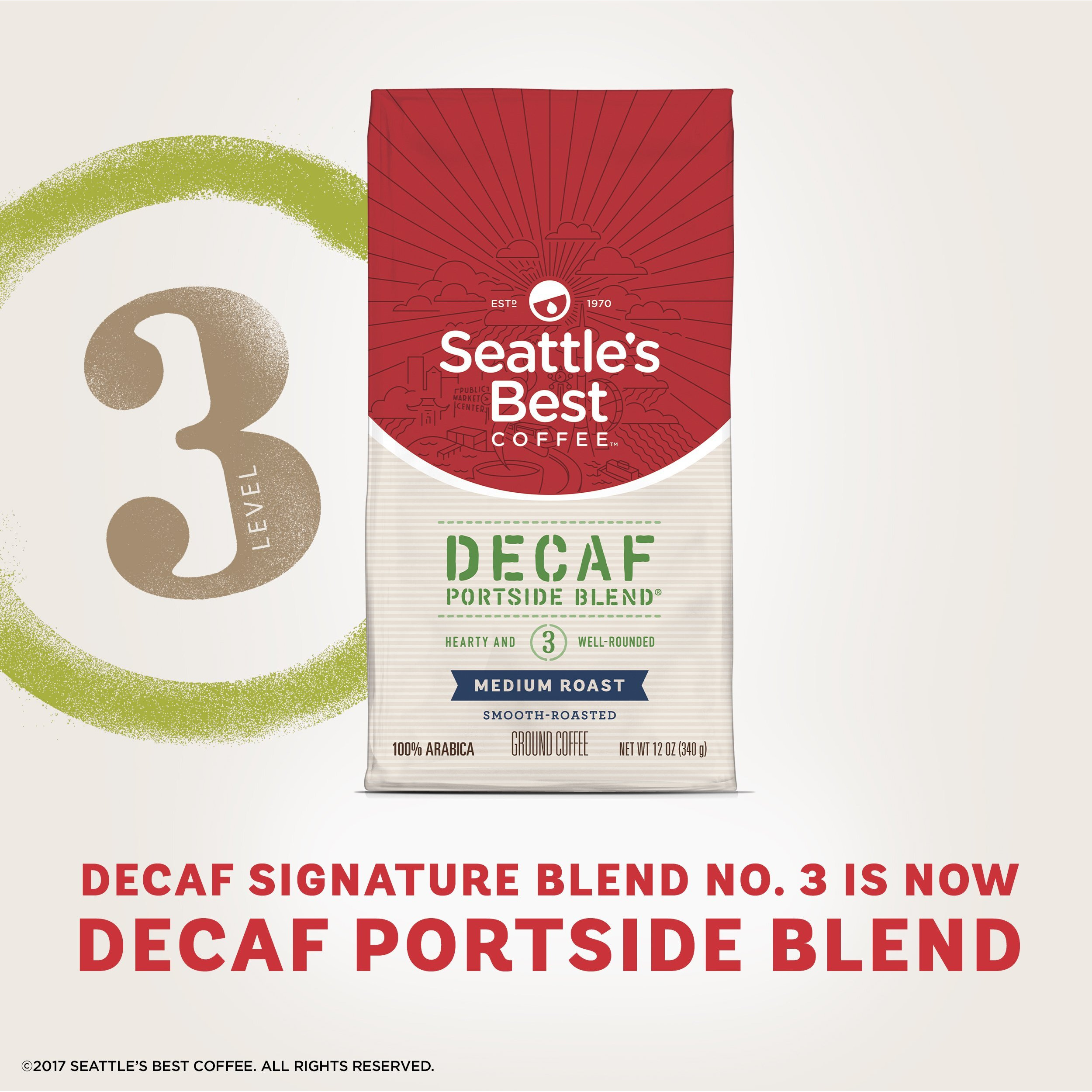 Seattle's Best Coffee Decaf Portside Blend (Previously Signature Blend No. 3) Medium Roast Ground Coffee, 12-Ounce Bag