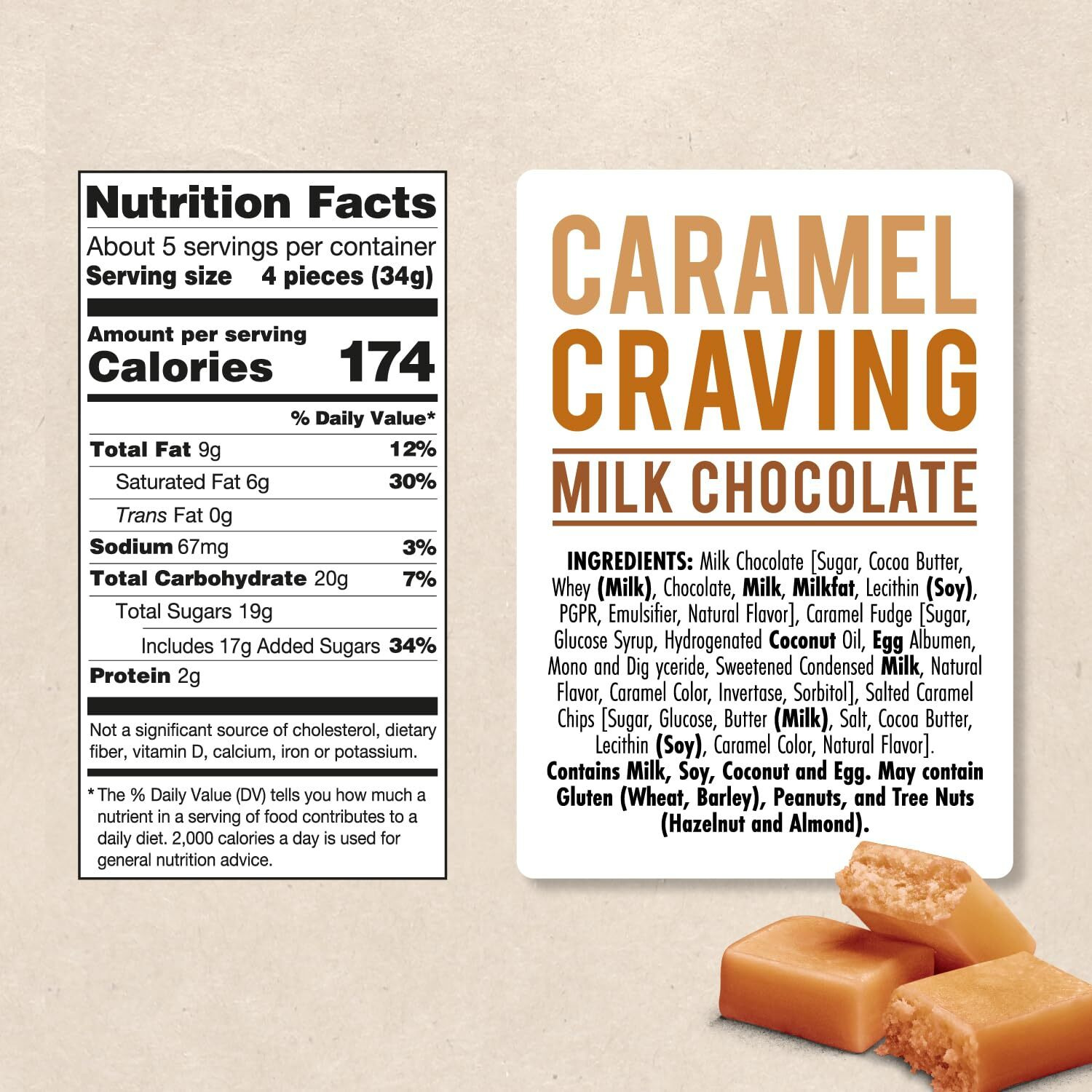 Darrell Lea Caramel Craving Chocolate Bar, Premium 6.4 Ounce Chocolate Bar Filled With Caramel Fudge & Caramel Chips | 100% Sustainably Sourced Cocoa | Palm Oil Free, Non-Gmo, Made In Australia